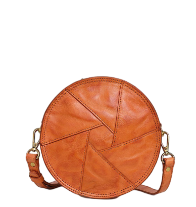 Genuine Italian Leather Round Crossbody Bag for Women - Stylish Shoulder Purse for Everyday Use, Travel & Shopping