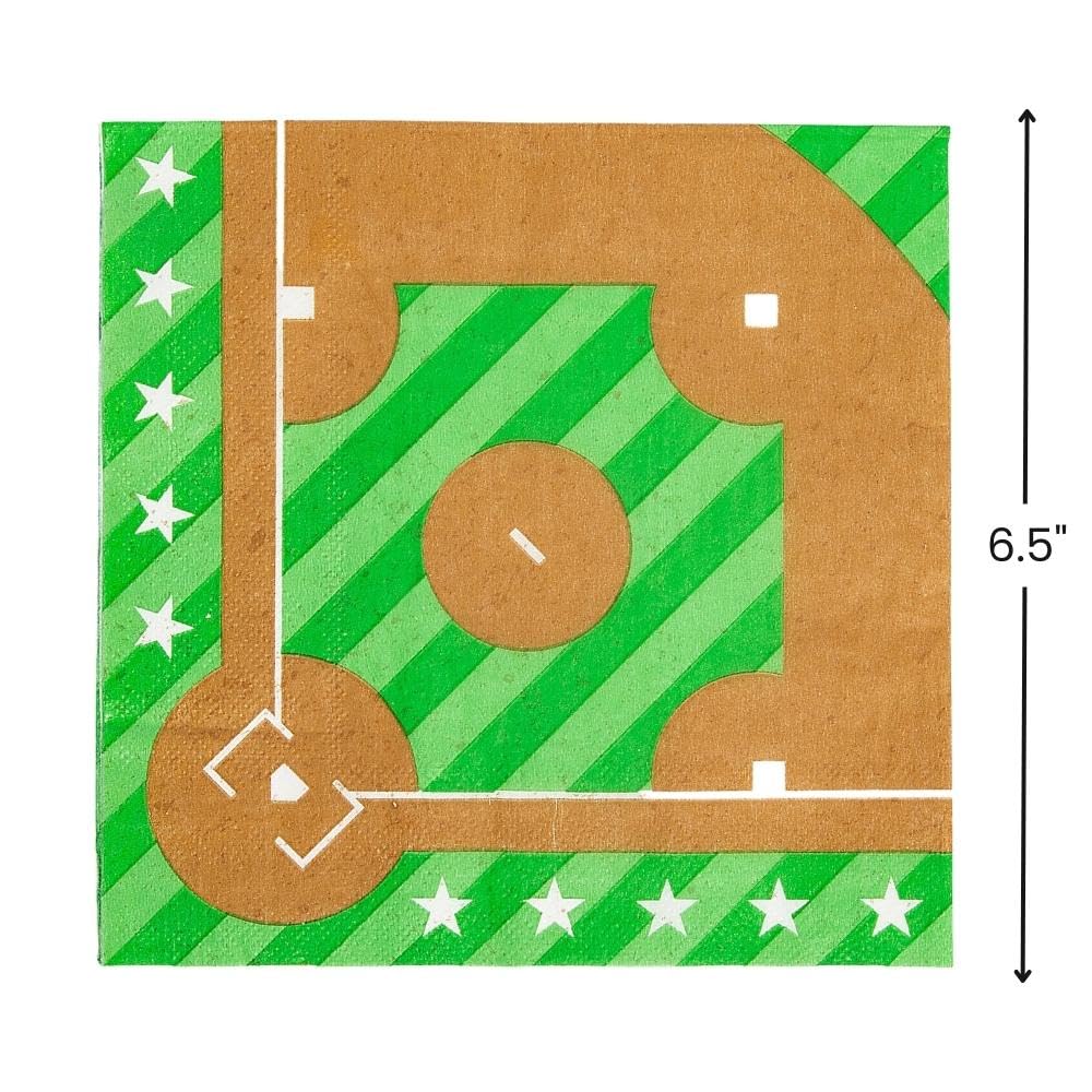 Fun Express Baseball Themed Lunch Napkins - 16 Pack for Sports Parties, Picnics & Game Day Celebrations