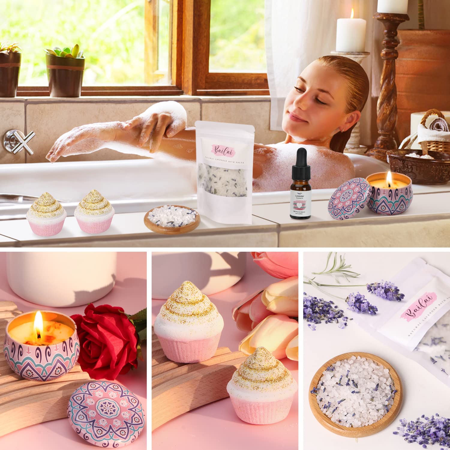 Luxury Lavender Spa Gift Set for Women - Birthday Self Care Package with Bath Essentials, Relaxing Aromatherapy Gifts for Her, Best Friend, Sister, Mom | Perfect for Home Spa Nights, Stress Relief & Pampering Gifts