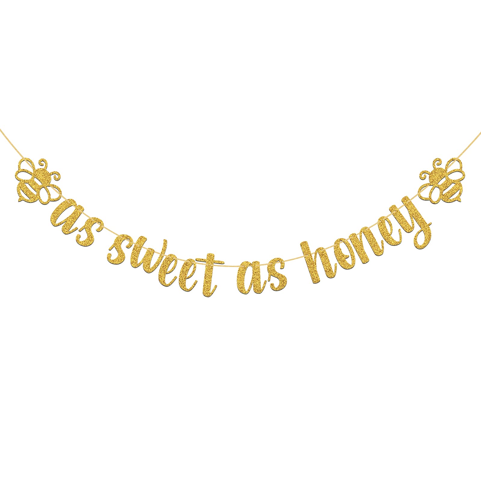 Gold Glitter Bee Theme Banner - Sweet As Honey Wedding, Engagement & Baby Shower Party Decorations | Perfect for Birthday Celebrations, Bridal Showers & Nursery Decor