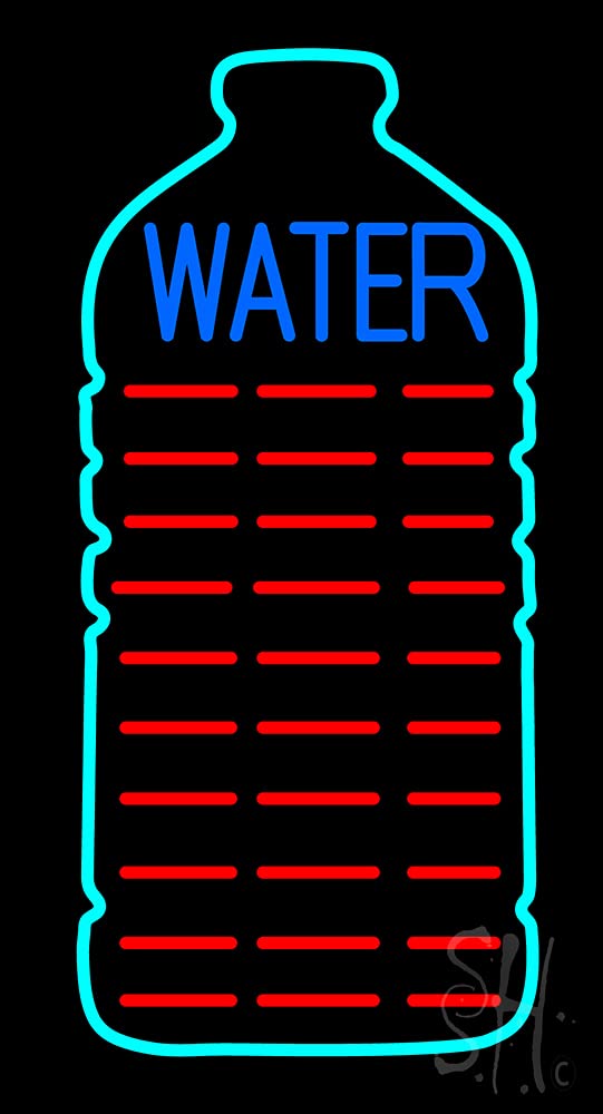 24 x 13 Inch Red Water in Bottle LED Neon Sign with Dimmer - Premium Indoor Black Square Cut Acrylic Backing - Perfect for Home Bar, Man Cave, Military Themed Decor & Defense Force Tribute