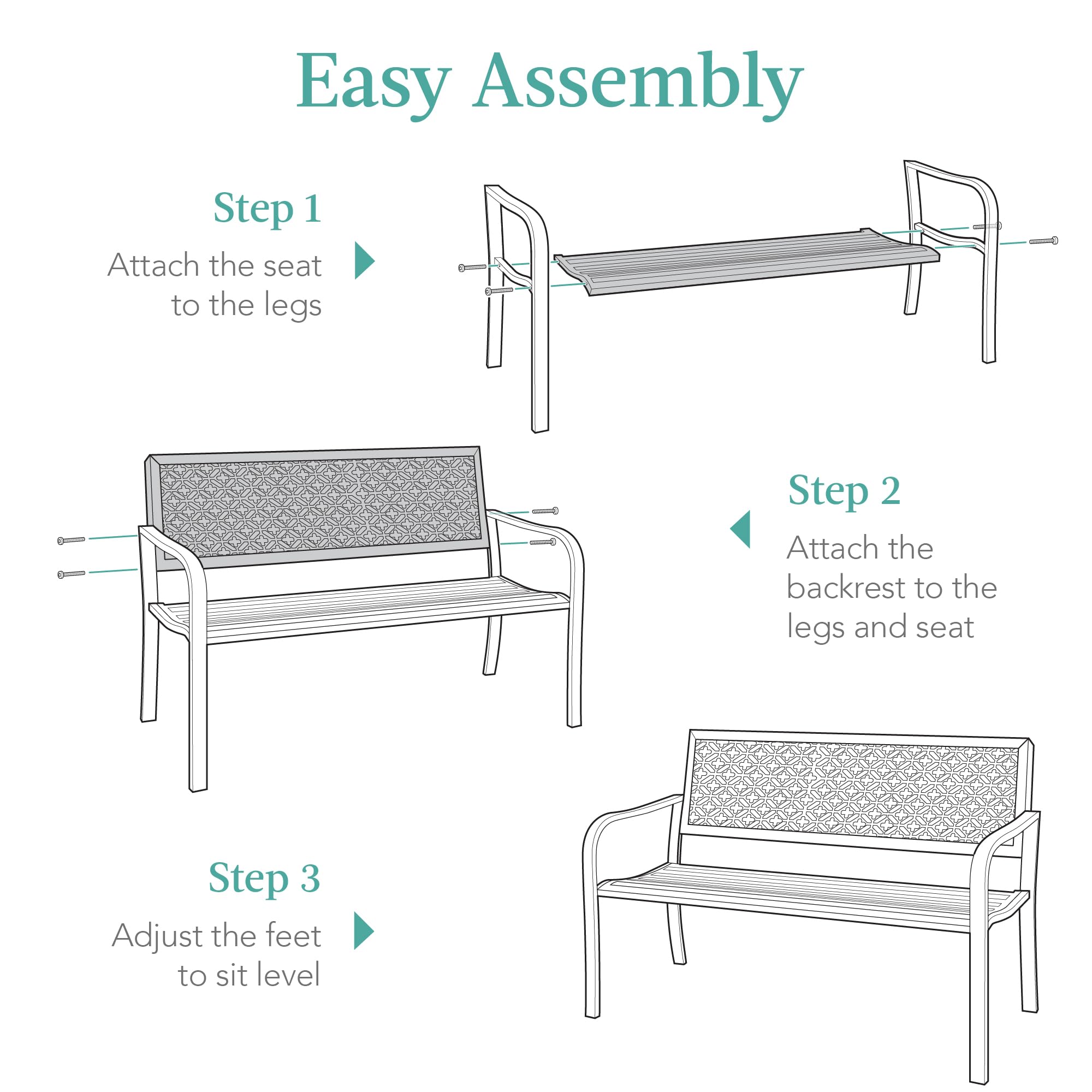 Best Choice Products 2-Person Outdoor Metal Bench with Geometric Backrest - 790lb Weight Capacity, Mint Green Steel Garden Bench for Patio, Porch, Entryway - Perfect for Outdoor Relaxation and Garden Decor