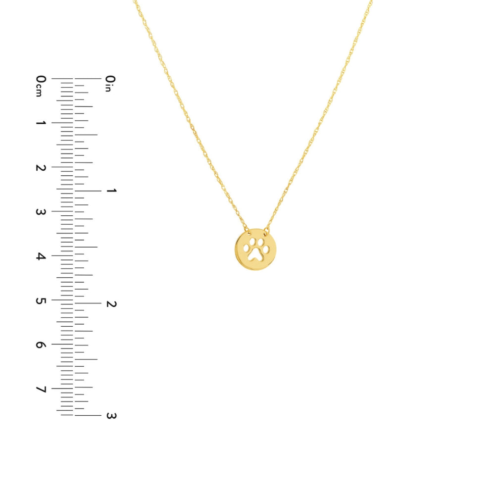 14K Gold Mini Paw Print Pendant Necklace for Women - 16