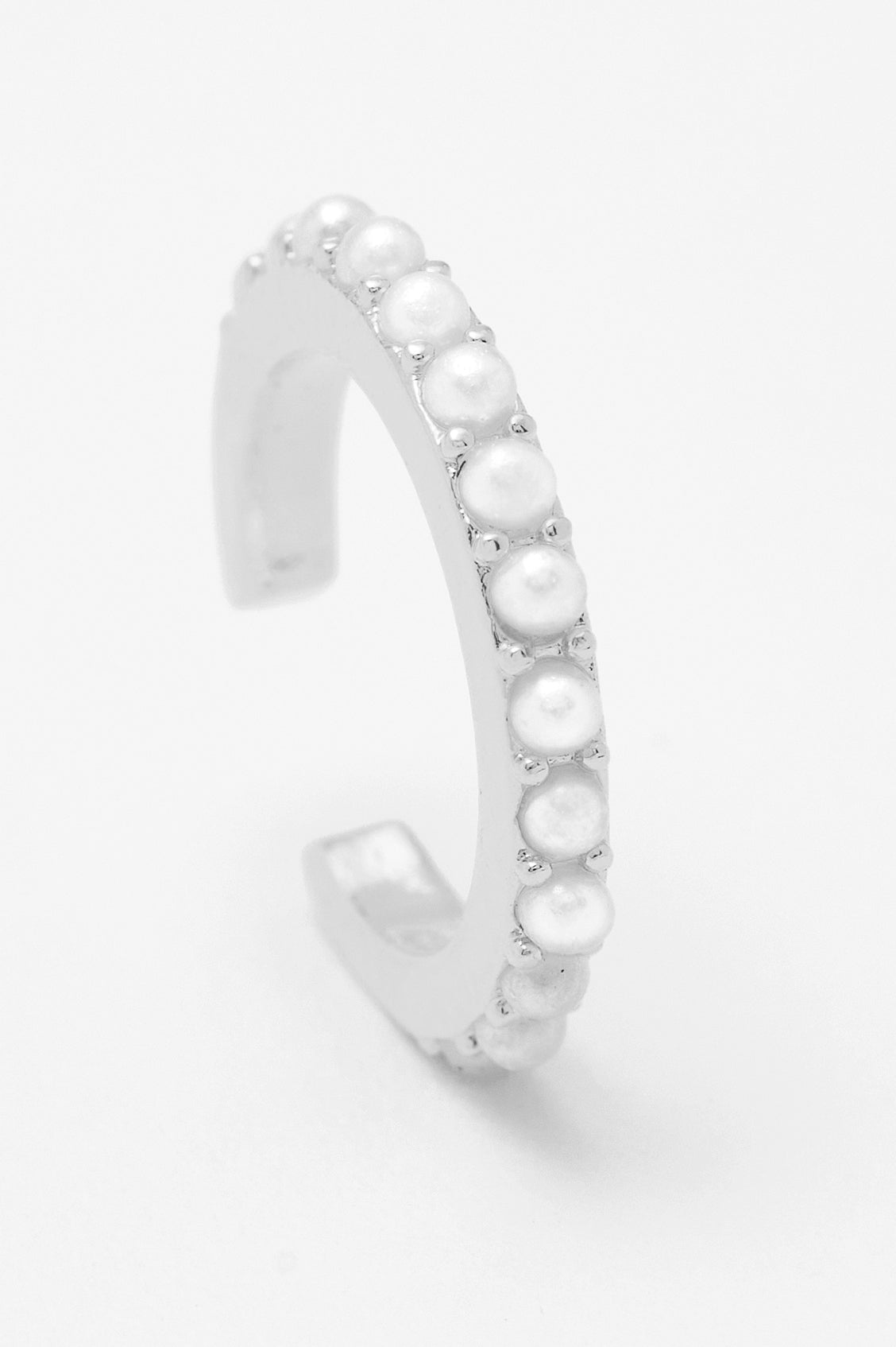 Silver Plated Pearl Ear Cuff EBE5161S - Elegant Non-Piercing Ear Jewelry for Women, Perfect for Parties, Weddings & Everyday Wear