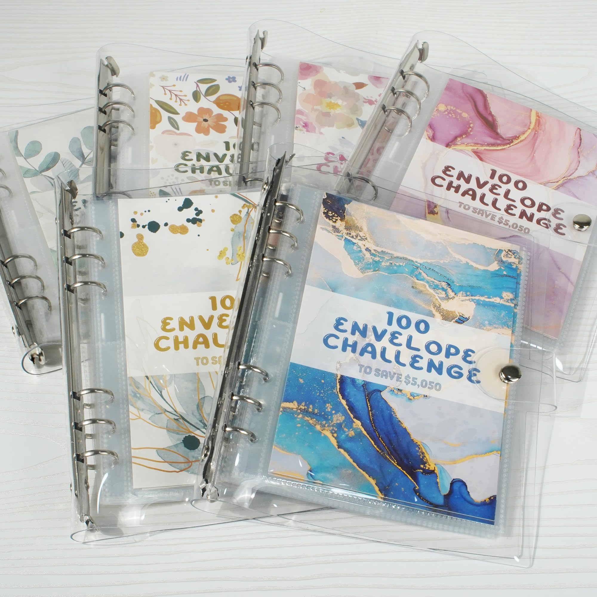 100 Envelope Savings Challenge Binder - Budget Planner & Money Saving Tracker for $5050 Goal | Daily Savings Organizer | Fun & Easy Financial Planning Tool | BlueMarble Design | Perfect for Home Budgeting, Personal Finance Management & Cash Envelope System