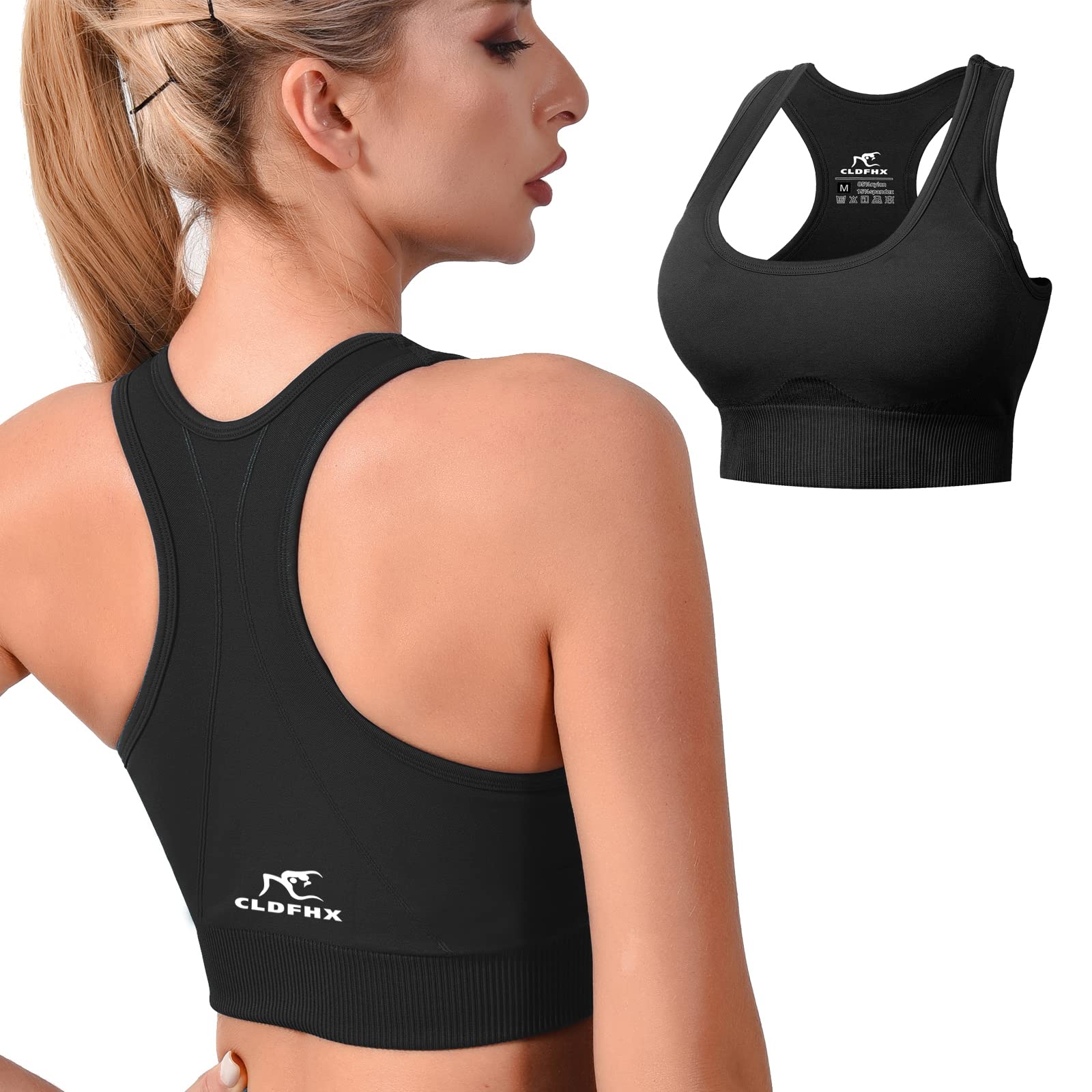 CLDFHX Women's Seamless Comfort Sports Bra - High Impact Support, Racerback, Wire-Free with Removable Pads for Running, Yoga, Gym & Fitness Workouts | Perfect for Active Lifestyles & High-Intensity Training