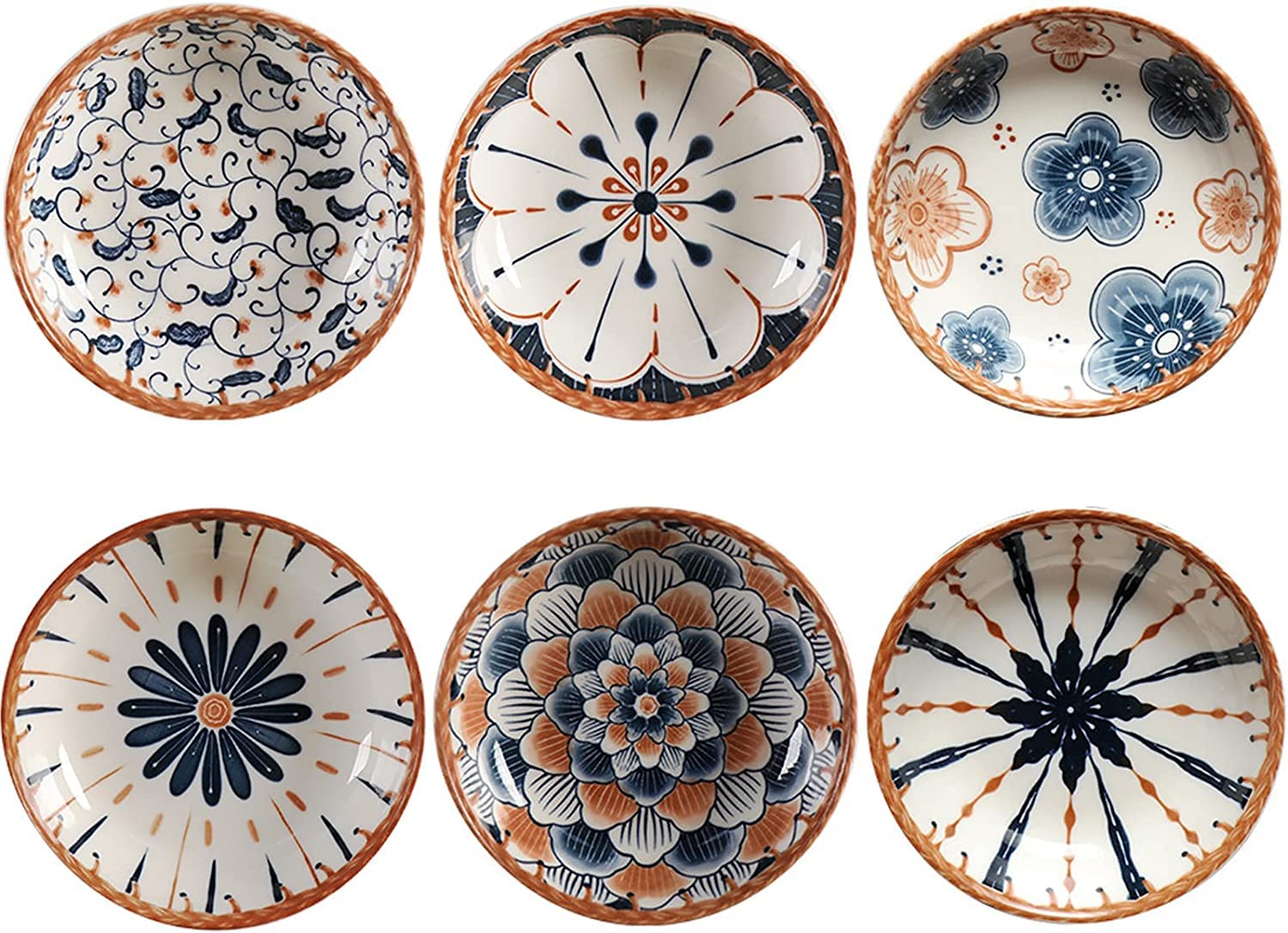 TuYines 6-Piece Porcelain Tapas Dishes Set - 10cm Small Ceramic Bowls for Snacks, Sauces, Sushi & Soy Dipping | Perfect for Entertaining, Appetizer Serving & Home Dining Decor