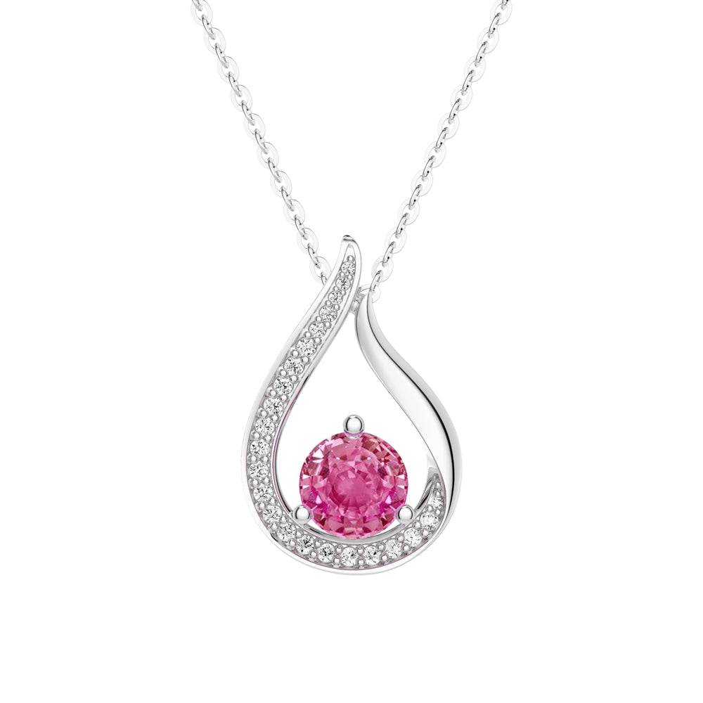 1 CT. Floating Pink Sapphire Tulip Pendant with Diamonds - Elegant Rose Gold Necklace for Women, Perfect for Valentine's Day Gifts, Anniversary & Special Occasions