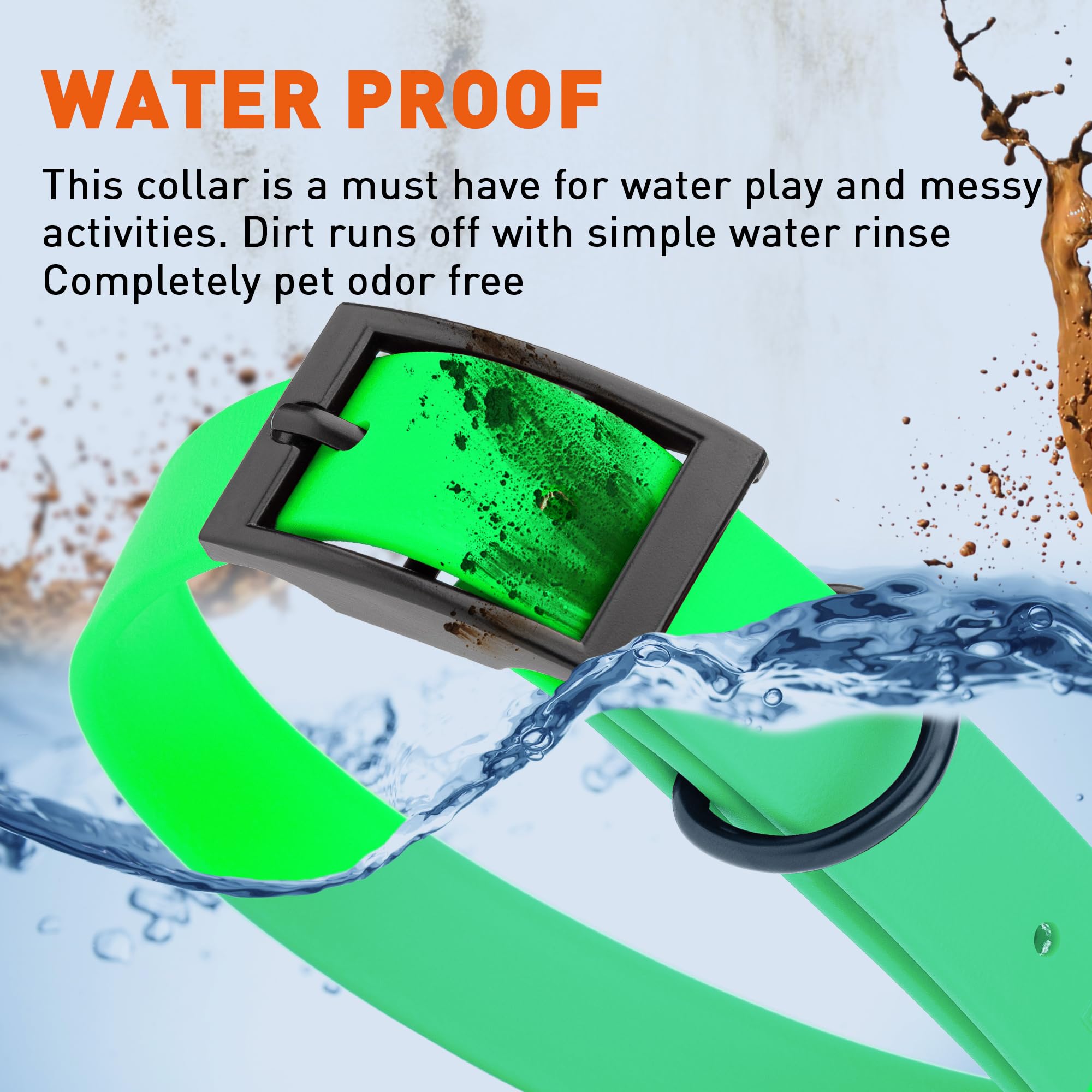 Premium Waterproof Biothane Dog Collar - Strong Coated Nylon Webbing with Black Hardware | Odor-Proof, Easy to Clean & Durable | Fits Small, Medium & Large Dogs | Tropical Green | Perfect for Outdoor Adventures, Swimming & Daily Walks