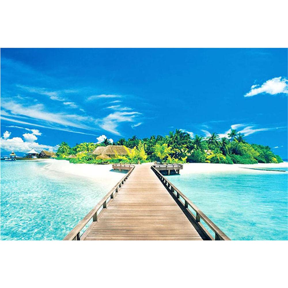 5D Diamond Painting Kit - DIY Full Drill Seaside Blue Sky Bridge Cross Stitch Art (80x120cm/32x48in) - Crystal Rhinestone Embroidery for Home Wall Decor, Relaxation & Gift Giving
