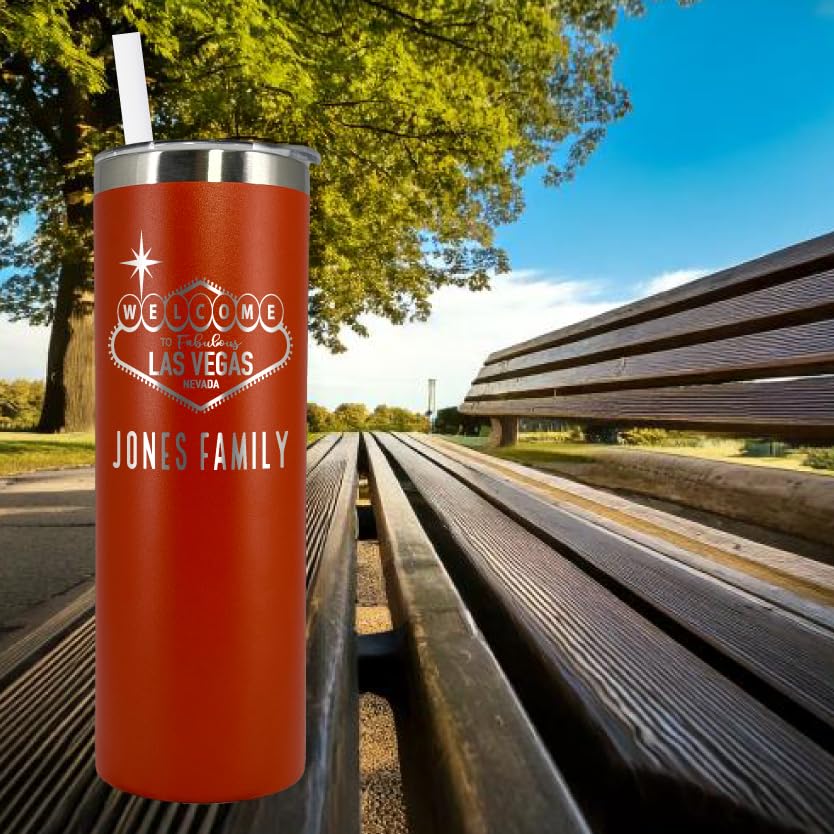 AVITO Personalized Las Vegas 20oz Stainless Steel Tumbler - Custom Laser Engraved Vacuum Insulated Coffee Cup - Perfect for Bachelorette Parties, Girls Trips & Travel - Keeps Drinks Hot/Cold for Hours