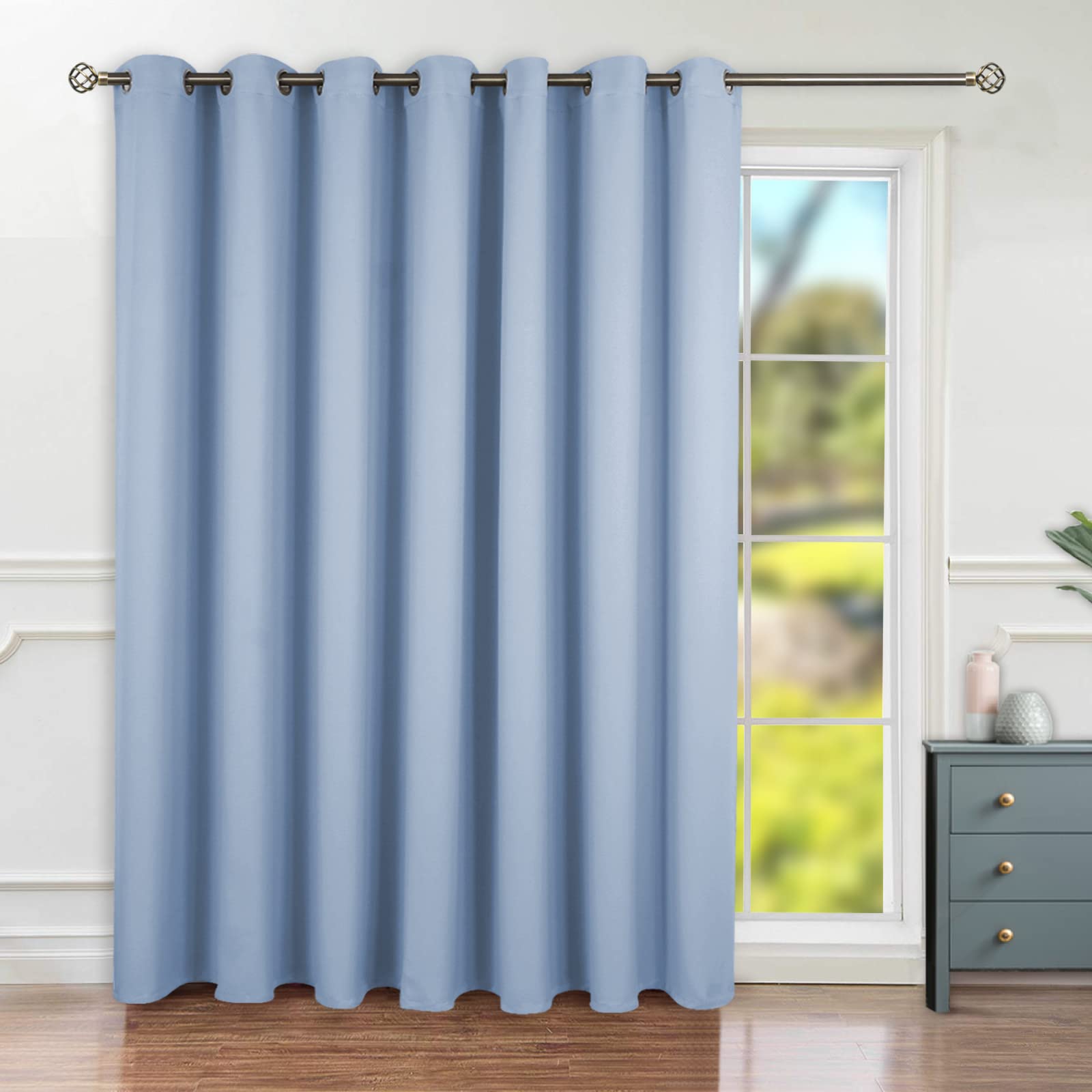BGment Extra Long Blackout Curtains for Sliding Glass Doors - 120 Inch Room Darkening Window Drapes, Living Room Divider & Doorway Privacy Curtain (Spa Blue, 1 Panel, 100