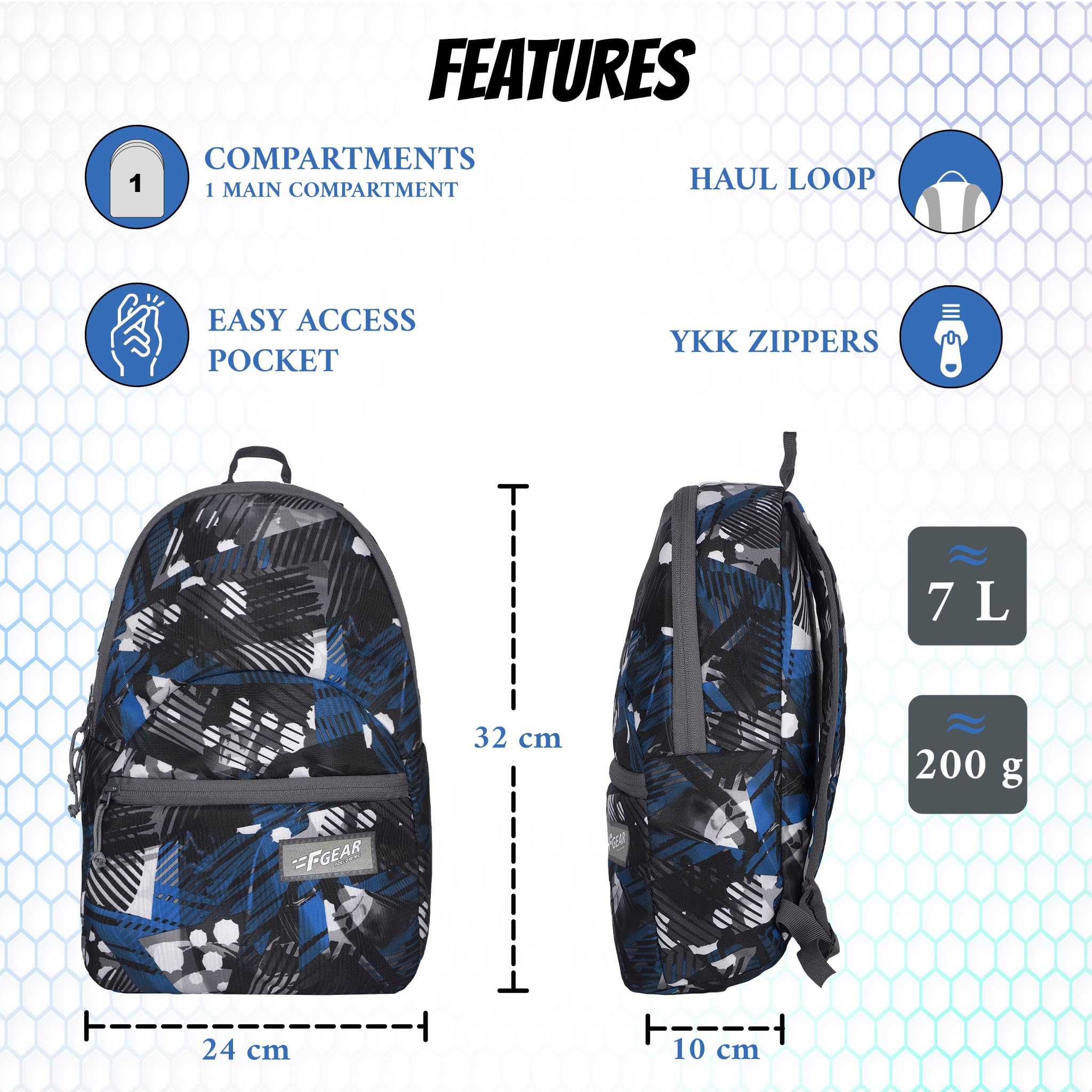 F Gear Ferris ACV 7L Mini Backpack - Stylish Unisex Daypack for Men & Women, Lightweight Casual Backpack for Office, School, College, Travel & Everyday Use | Perfect for Commuting, Campus Life and Urban Adventures