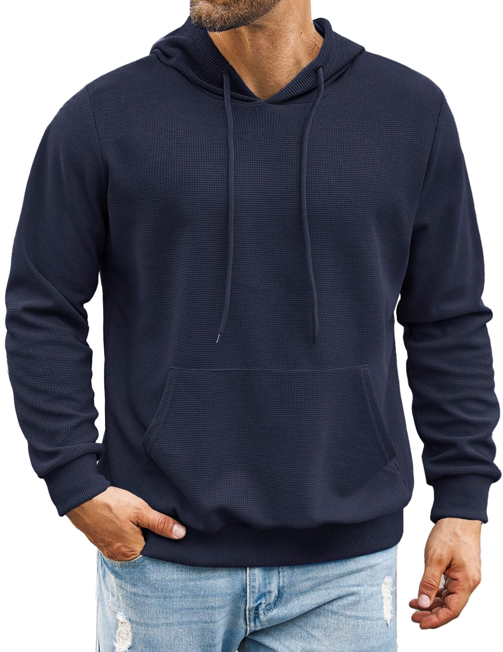 COOFANDY Men's Casual Hooded Sweatshirt - Long Sleeve Pullover Hoodie with Pocket & Waffle Knit Design | Comfortable Streetwear for Everyday Wear, Gym & Outdoor Activities