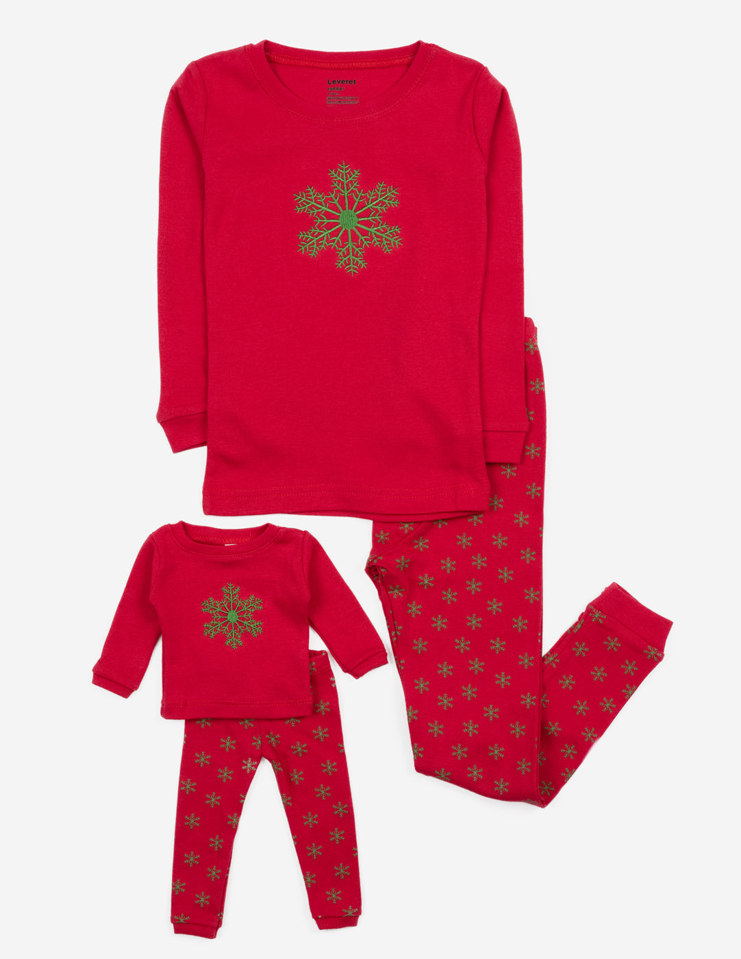 Matching Girl & Doll Cotton Snowflake Pajamas Set - Soft Winter Sleepwear for Kids & Toys - Perfect for Christmas, Family Photos & Cozy Nights