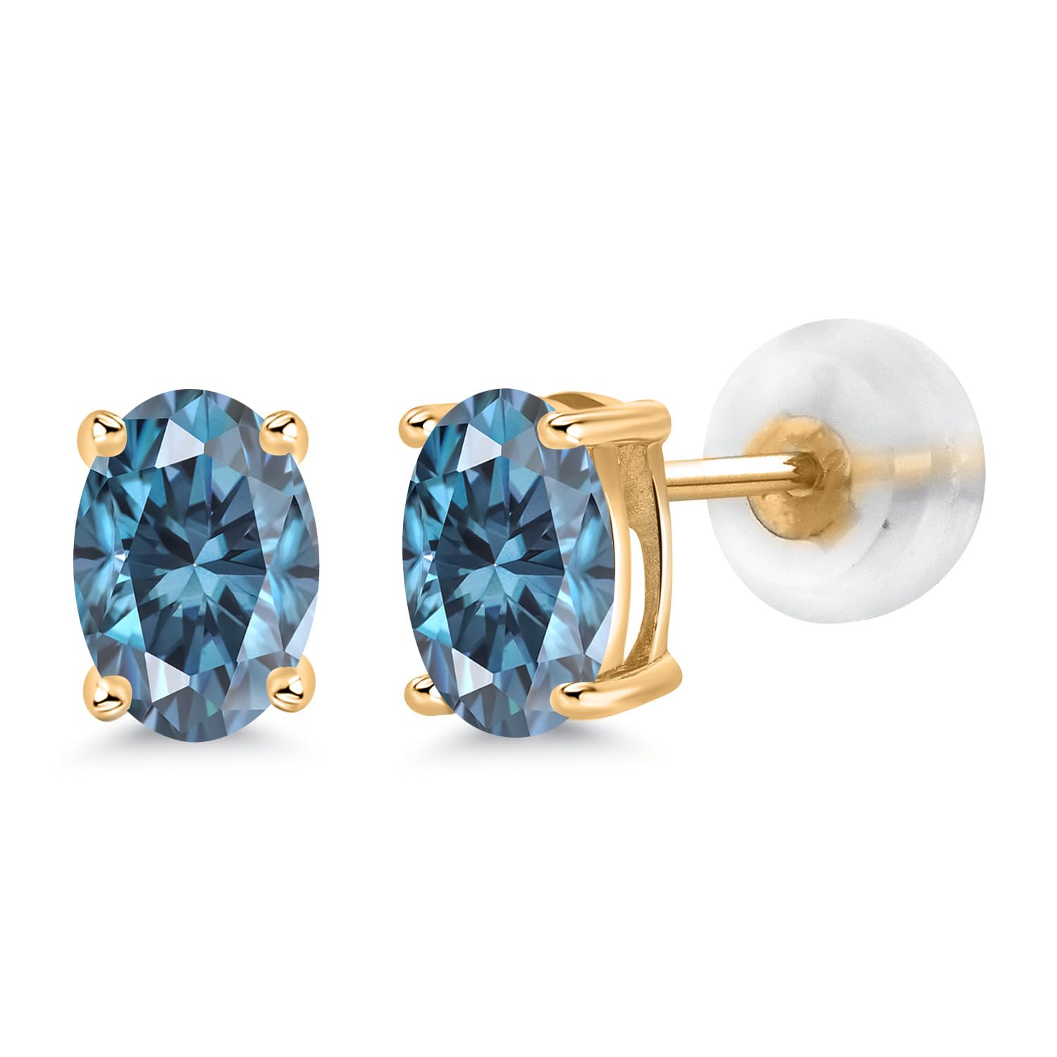 14K Gold Oval Gemstone Birthstone Stud Earrings for Women & Men | 6X4MM Oval Cut | Fine Jewelry Gift for Her, Mom, Wife | Anniversary, Birthday, Valentine's Day Present