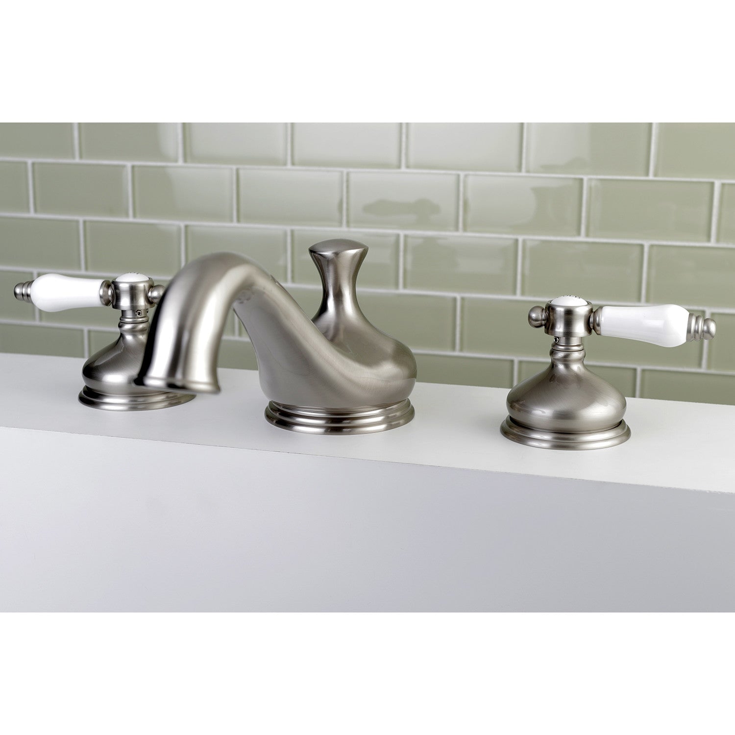 Bel Air KS3338BPL Brushed Nickel Roman Tub Faucet - Two Handle 3 Hole Deck Mount Bathroom Faucet for Bathtub, Spa & Luxury Bathroom Renovation