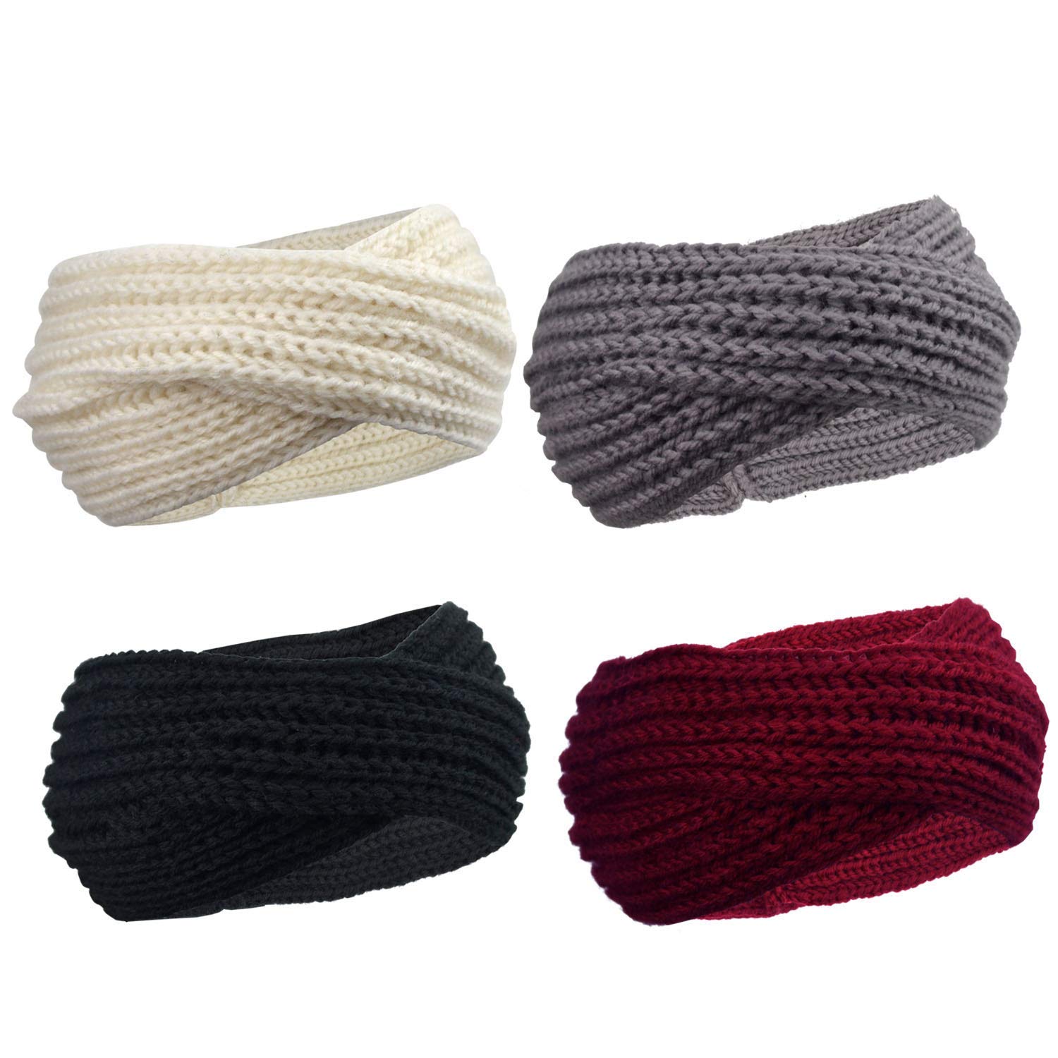DRESHOW Women's Knit Crochet Headband - Soft Stretchy Ear Warmer & Turban Style Winter Head Wrap - Perfect for Cold Weather, Outdoor Activities & Fashion Accessories