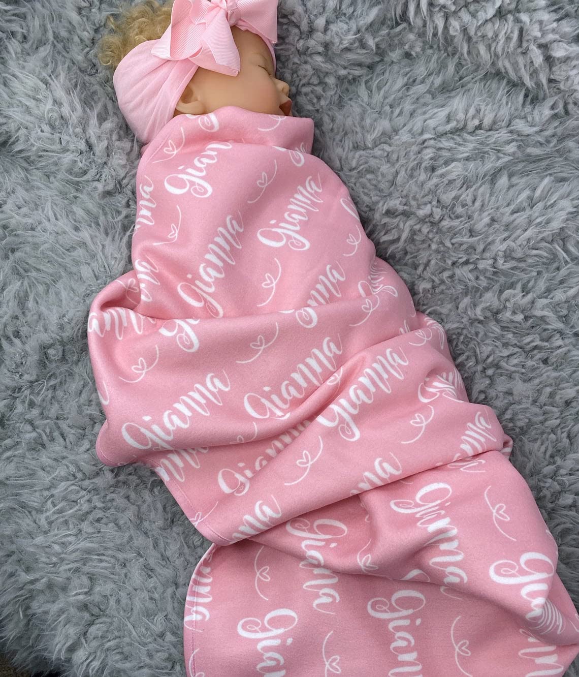 Personalized Monogram Baby Blanket with Name - Custom Newborn Blanket for Boys & Girls - Soft & Cozy Baby Gift for Shower, Nursery, and Travel