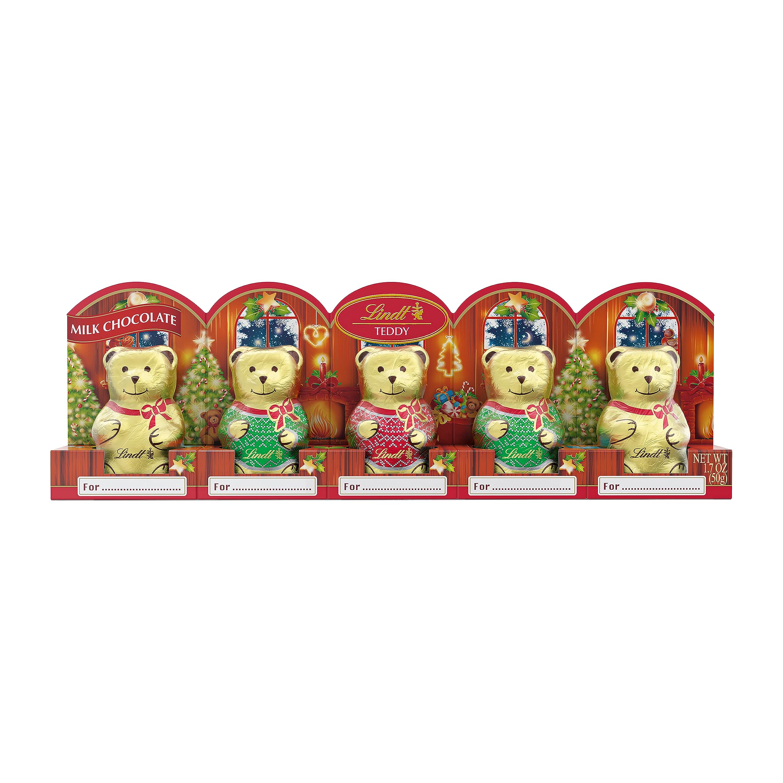 Lindt Mini TEDDY Bear Milk Chocolate Candy, 1.7 oz. 5-Pack - Delicious Swiss Chocolate for Gifts, Parties & Holiday Treats | Perfect for Easter Baskets, Stocking Stuffers & Office Snacks