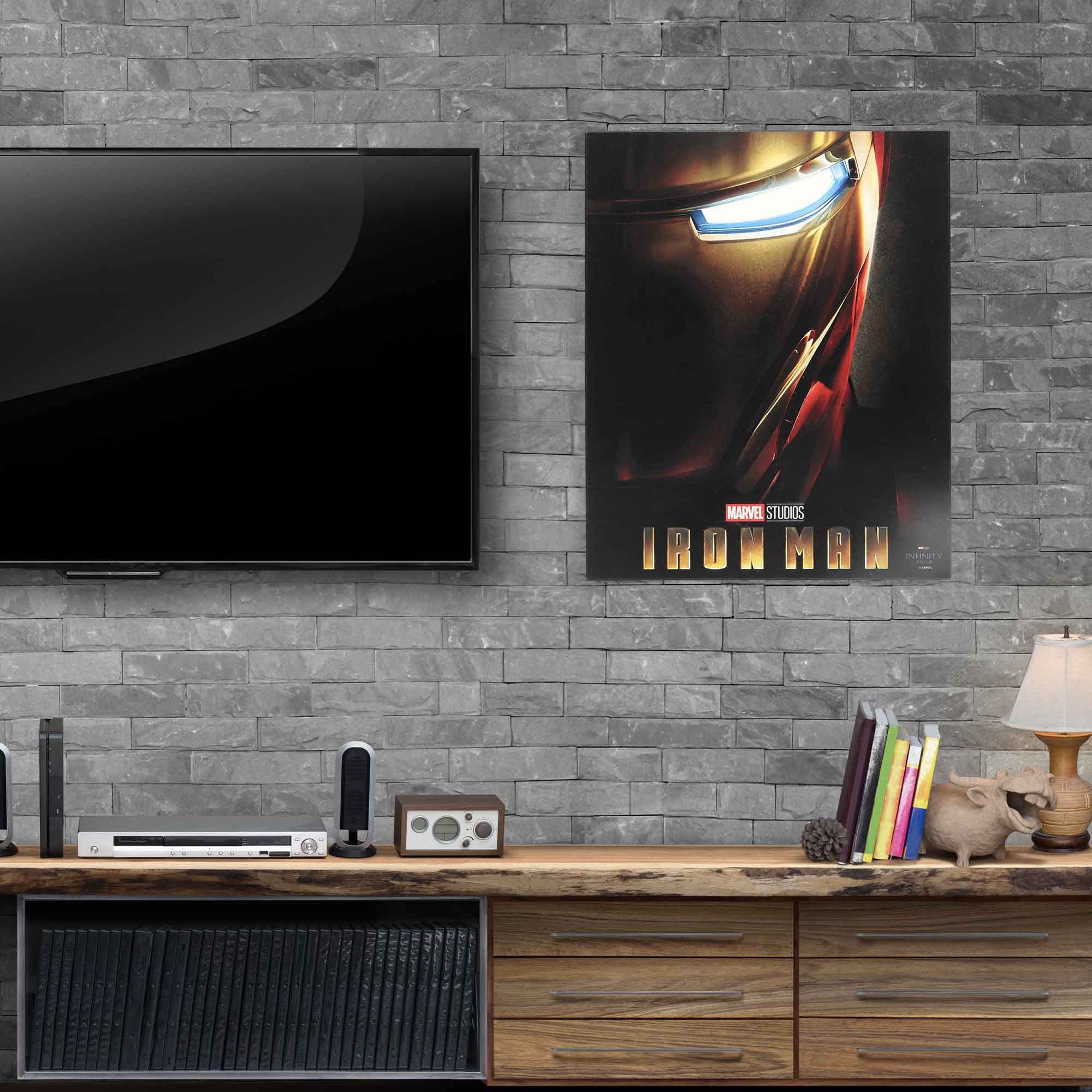 Marvel Iron Man Movie Poster Wood Wall Art - Classic Iron Man Picture for Man Cave, Bedroom & Home Theater Decor | Superhero Gift for Fans & Collectors