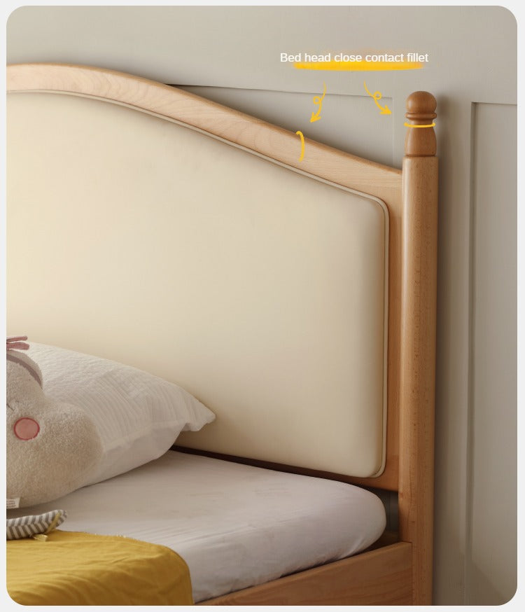 Solid Wood Princess Bed - Beech & Oak Wooden Toddler Bed for Girls - Perfect for Kids' Bedrooms, Nursery, and Playroom Decor