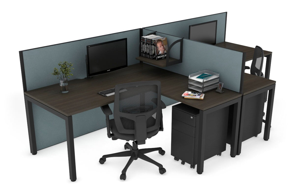 Quadro Square Legs 2-Person Corner Workstation - T-Shaped Office Desk (1800L x 1800W) with Cable Management Scallop - Perfect for Home Office, Coworking Spaces & Modern Workstations