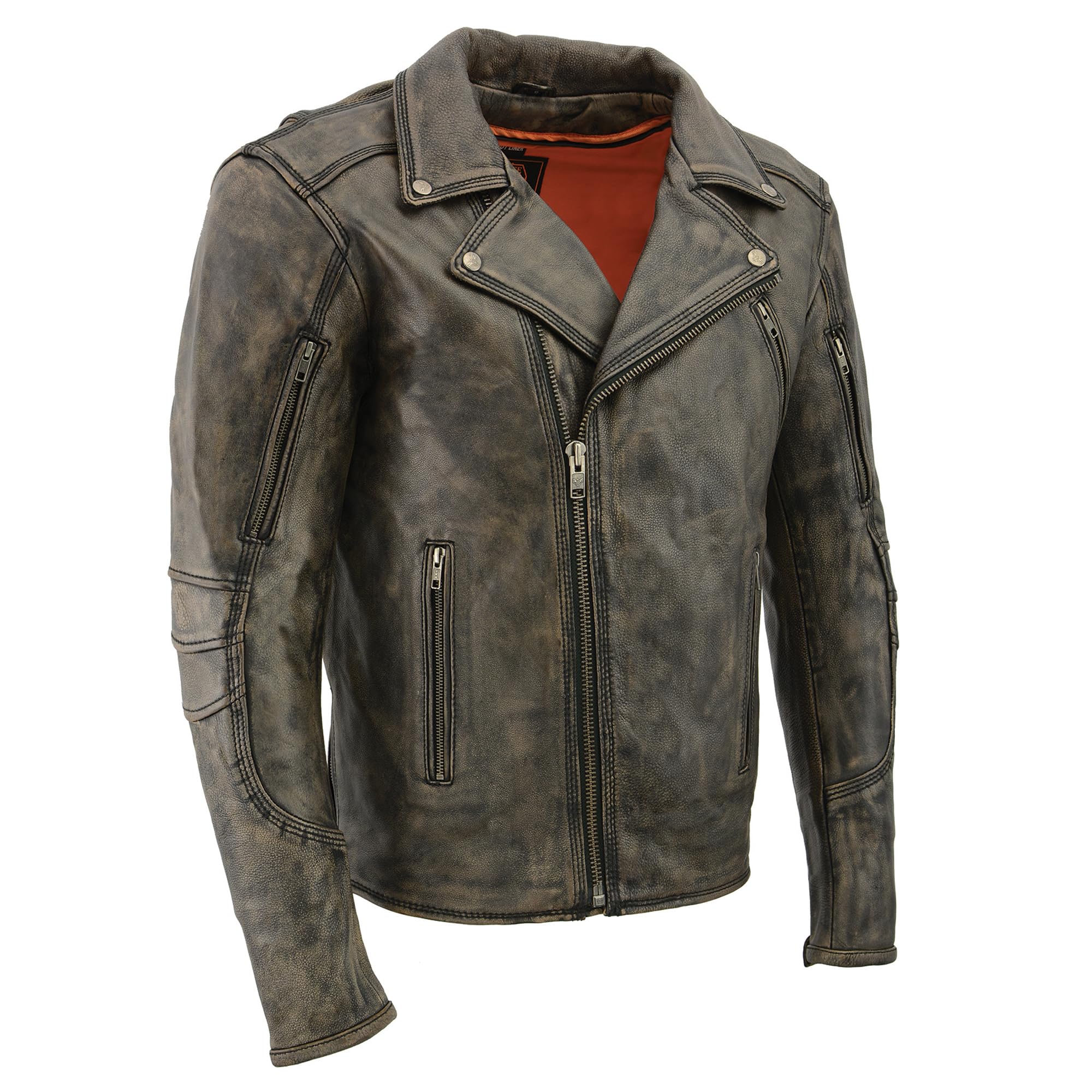 Milwaukee Leather Men's Triple Stitch Extra Long Beltless Biker Jacket - Black & Brown | Premium Motorcycle Riding Gear for Harley Davidson & Cruiser Bikes