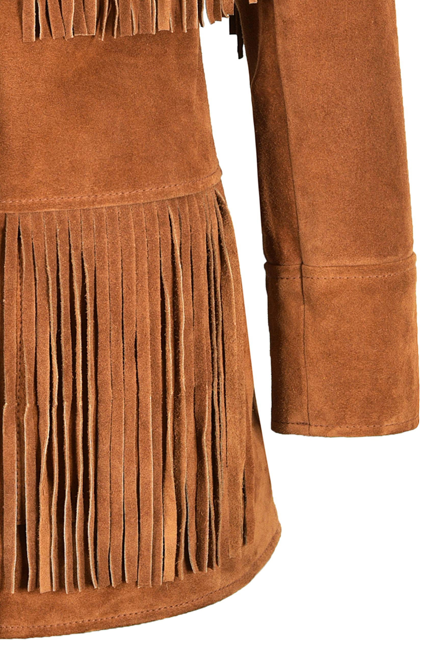 Women's Tan Fringe Suede Leather Jacket - Classic Western Style Biker Jacket with Tassels | Perfect for Cowgirl Outfits, Country Concerts & Fall Fashion