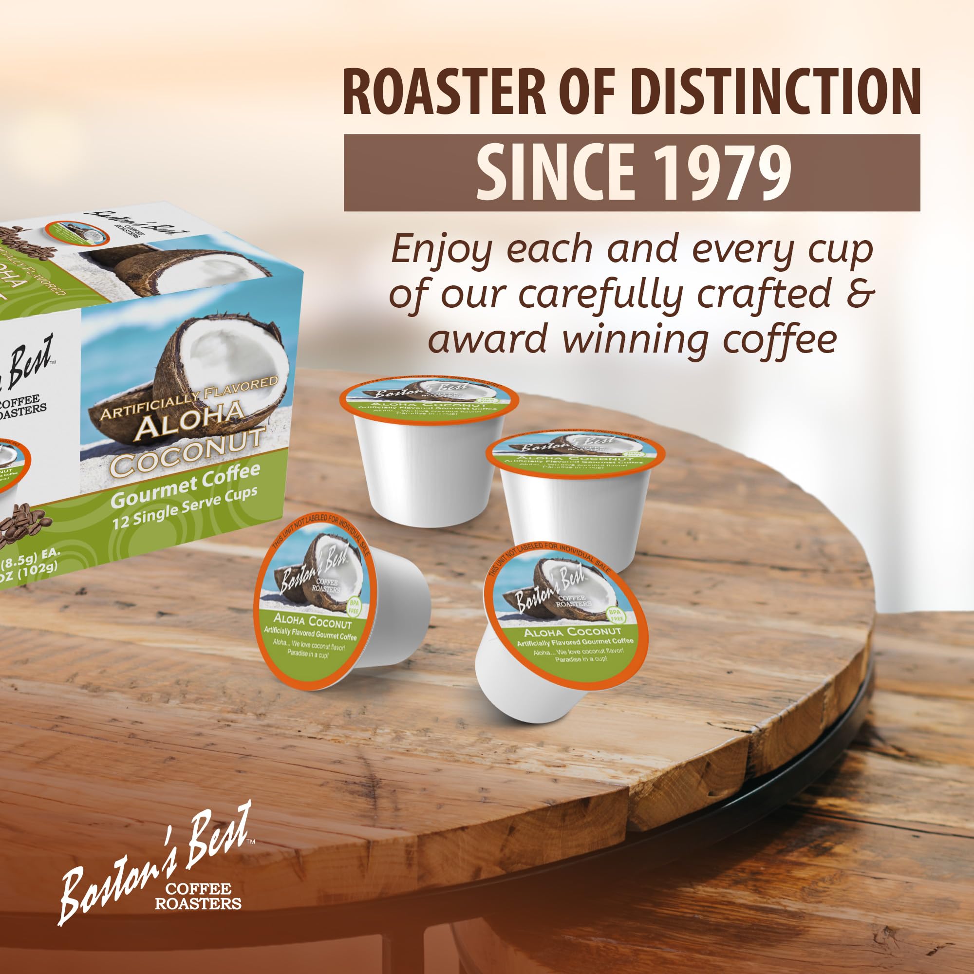 Boston’s Best Aloha Coconut Medium Roast Gourmet Coffee Pods - Compatible with Keurig Single Serve Coffee Makers (12 Count) - Perfect for Breakfast, Office & Relaxing at Home