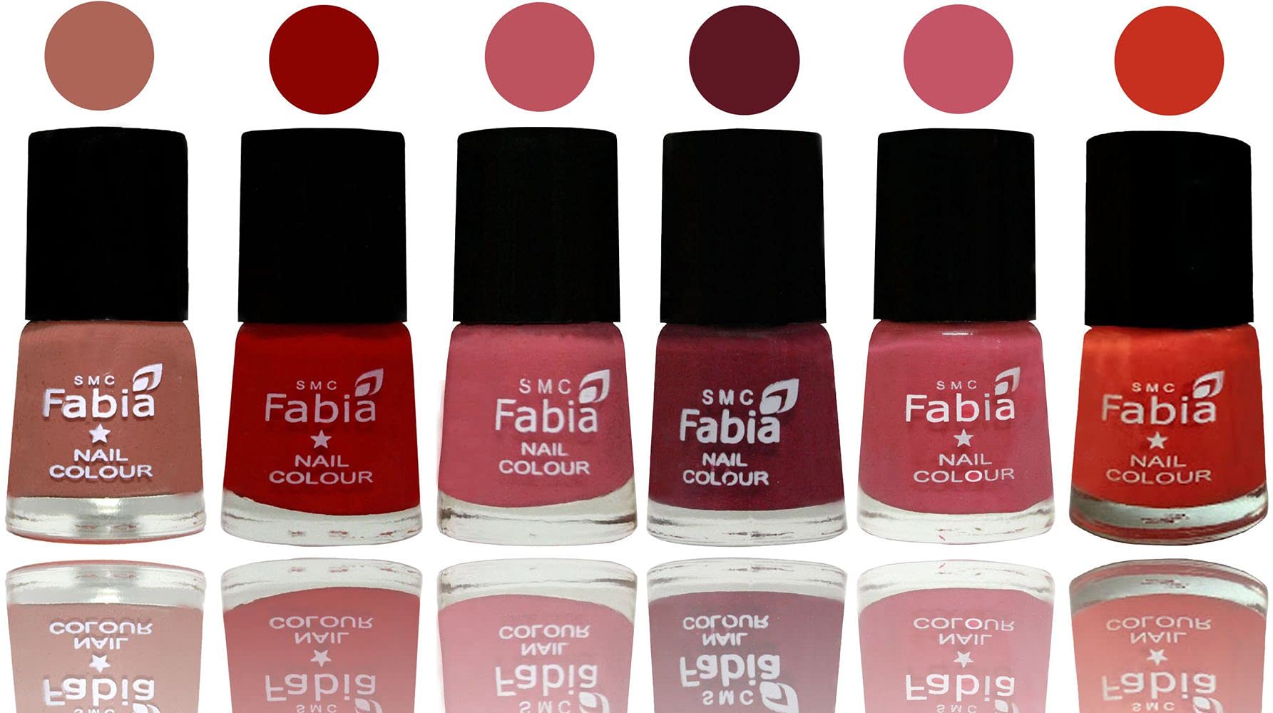 SMC Fabia Shine Bright Glossy Nail Polish Combo Set - 6 Vibrant Colors, Long-Lasting & Chip-Resistant Nail Paint (03299) | Perfect for Manicures, Pedicures, Parties & Special Occasions