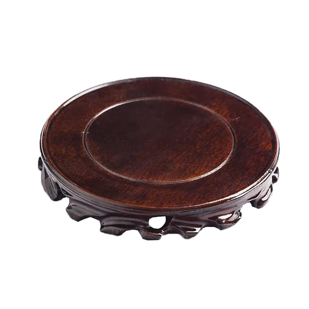Handcrafted Rosewood Carved Round Vase Stand - Buddha Statue Display Pedestal & Plant Holder - Elegant Home Decor for Living Room, Office, or Meditation Space