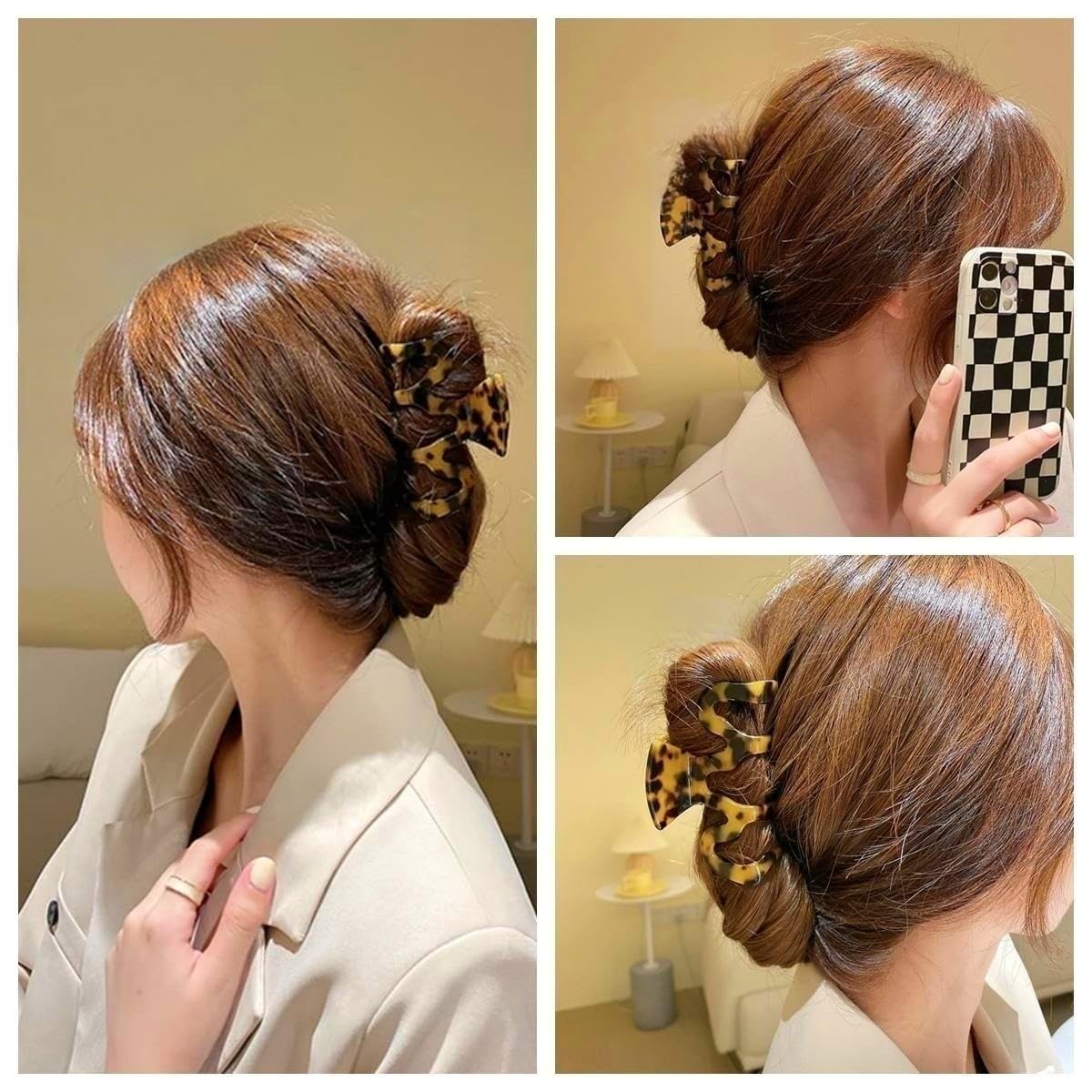 Large Hair Claw Clips - Tortoise Shell Cutout Design - 2 Pack Hair Jaw Clips for Women - Perfect for Updos, Ponytails & Everyday Hairstyles