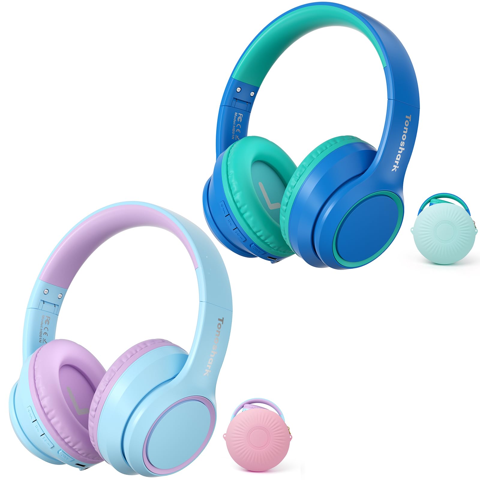 Kids Wireless Bluetooth Headphones with Active Noise Cancelling, 60H Playtime, Built-in Mic - Purple Over-Ear Headset for Home, School, Travel & Party (Includes Portable Case) - Perfect for Online Classes, Airplane Rides & Study Sessions