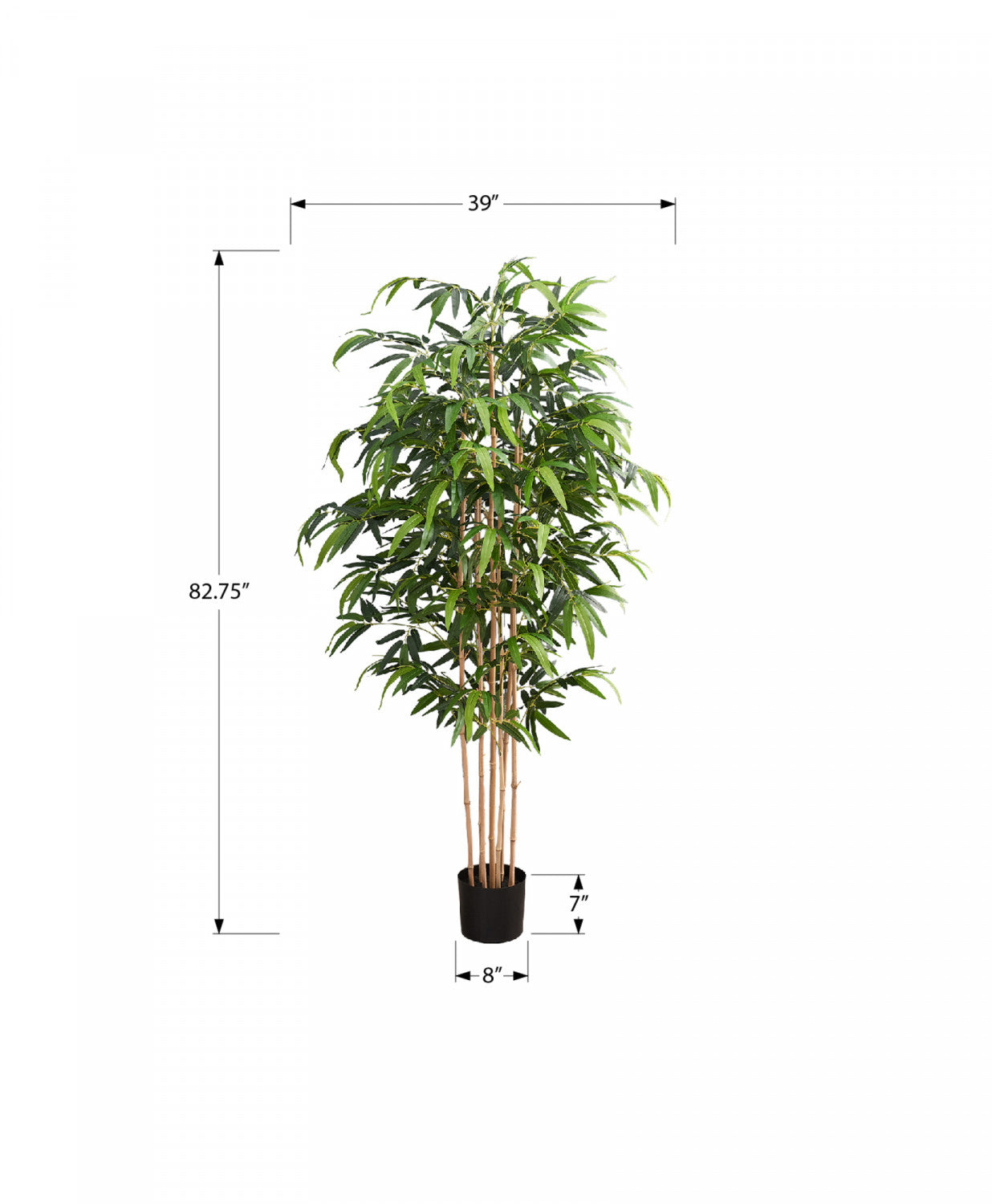 83 Inch Bamboo Tree with 8 Black Pots - Artificial Green Lucky Bamboo Plant for Home Office Decor, Feng Shui, Housewarming Gift & Indoor Plants Decorations