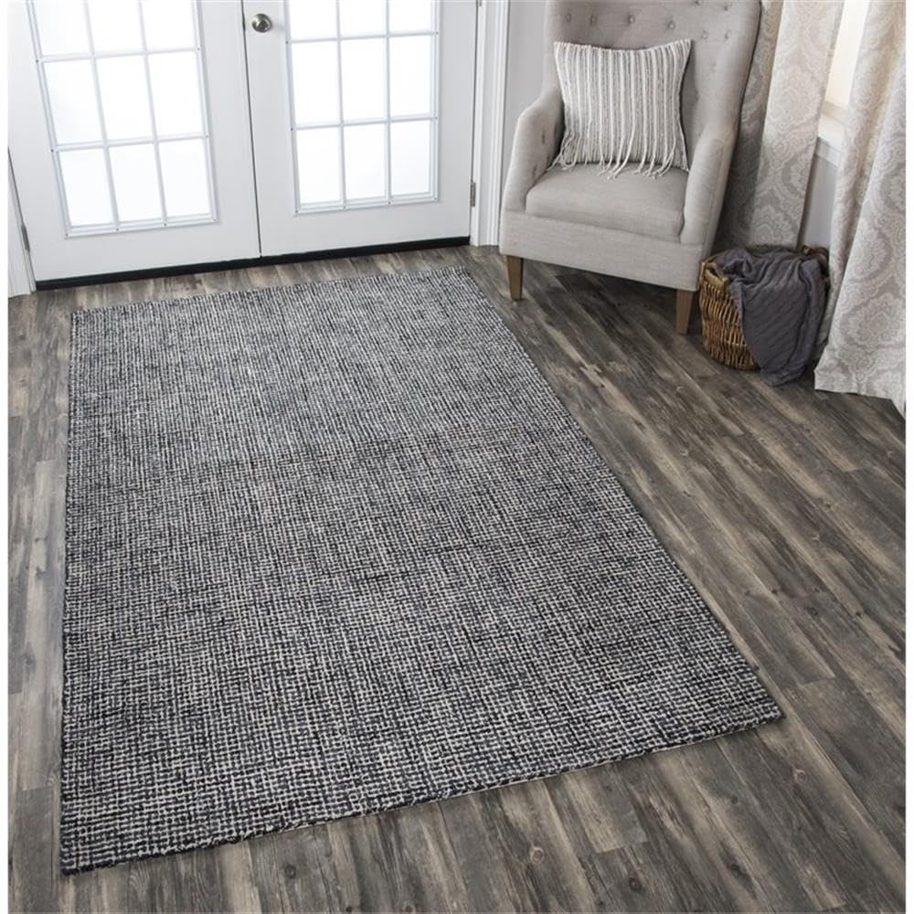 Alora Decor London 8' x 10' Hand-Tufted Tweed Area Rug in Black, Gray, Rust & Blue - Perfect for Living Room, Bedroom or Office Decor