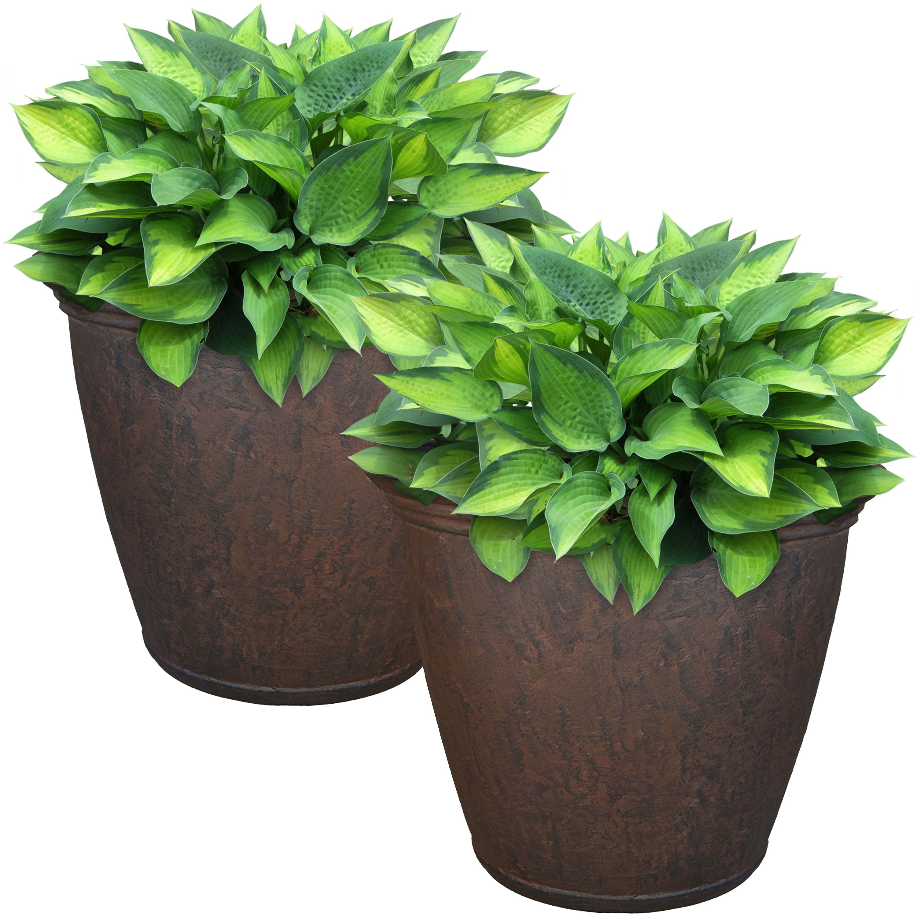 Sunnydaze Anjelica Outdoor Resin Planter - 15.25 Inch Diameter - Perfect for Garden, Patio, and Porch Decor