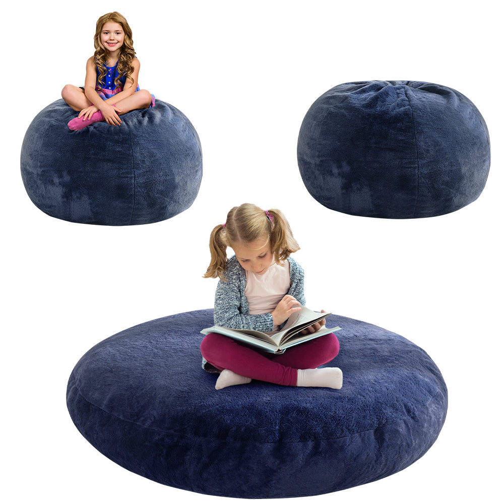 MAXYOYO 2-in-1 Kids Bean Bag Bed & Chair - Convertible Floor Cushion for Playroom, Nursery or Dorm (Blue) - Perfect for Lounging, Reading & Sleepovers