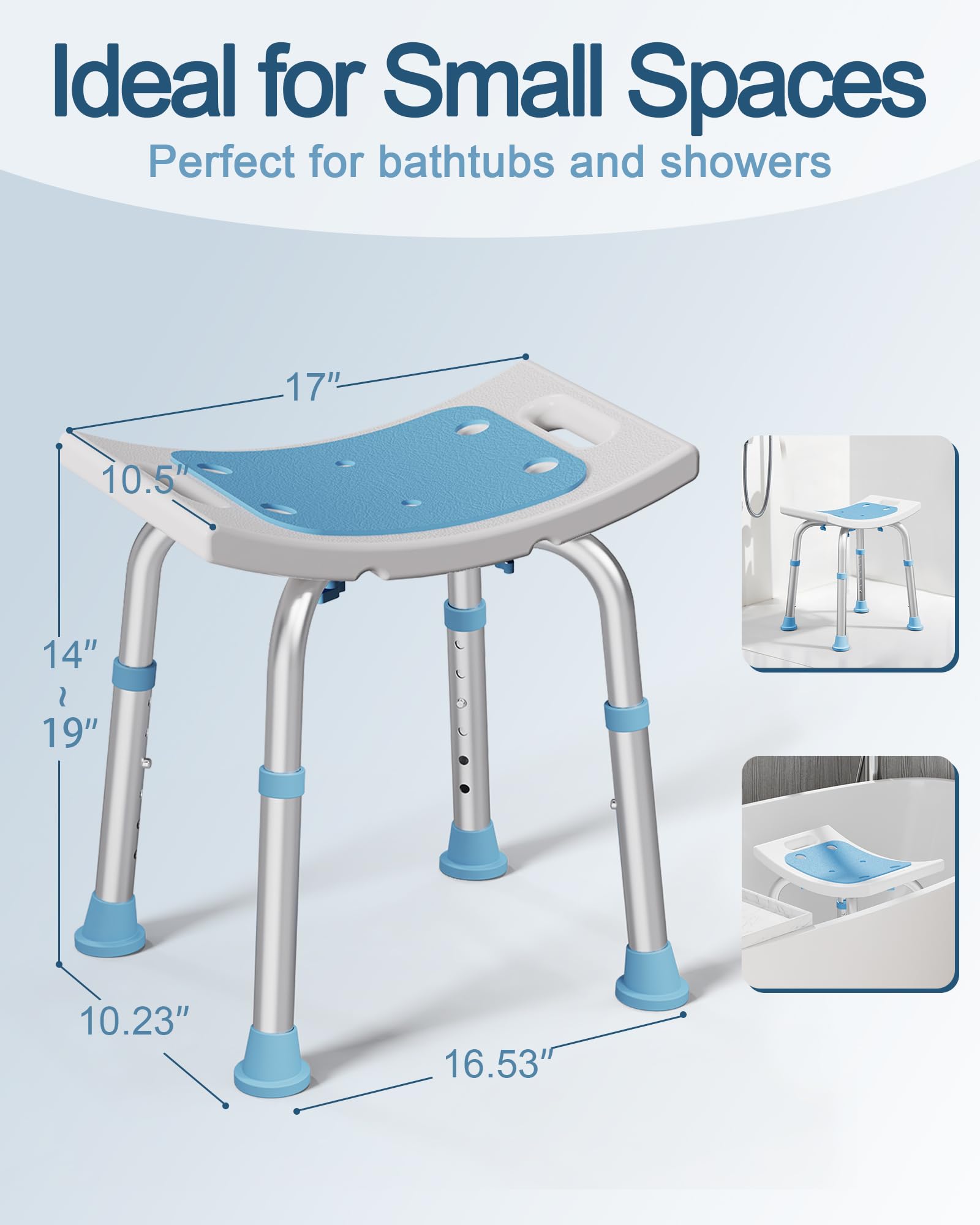 Adjustable Shower Chair for Elderly & Disabled - 400 lbs Capacity, FSA/HSA Eligible Bath Stool with Non-Slip Suction Feet - Safe Shower Seat for Bathtub, Bathroom & Indoor Use - Ideal for Seniors, Mobility Issues & Post-Surgery Recovery