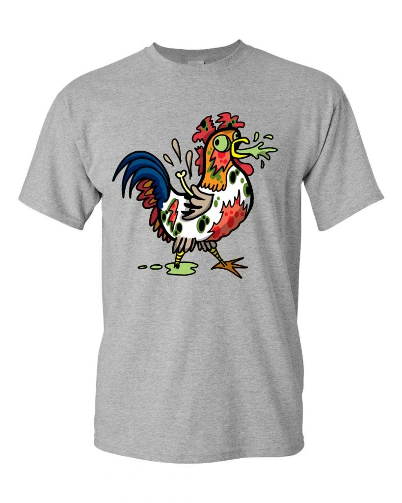Undead Zombie Rooster Graphic T-Shirt for Adults - Cool Horror & Halloween Tee - Perfect for Costume Parties, Cosplay, and Horror Fans