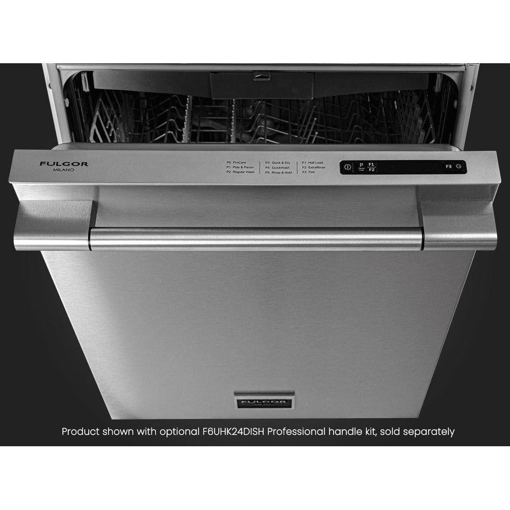 Fulgor Milano 24-inch Stainless Steel Dishwasher with Third Rack & Stainless Tub - Top Control, Energy Efficient (F6DWT24SS2) - Perfect for Modern Kitchens & Large Families