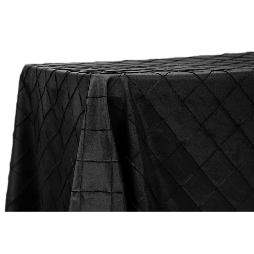 Black Pintuck 90x132 Rectangular Tablecloth for Wedding & Party Decor