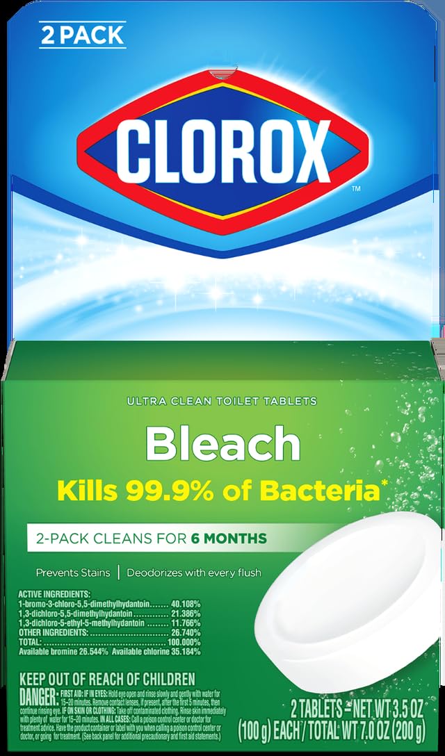 Clorox Automatic Toilet Bowl Cleaner Tablets with Bleach - 1 Count Pack | Bleach Cleaning Tablets for Toilet Tanks | Keeps Toilet Fresh Between Cleanings | Ideal for Homes, Offices & Restrooms