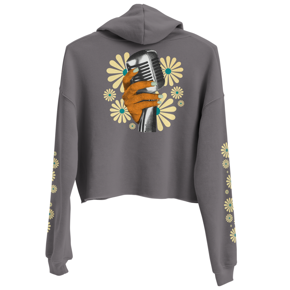I Am Woman Cropped Hoodie - Gray Women's Fashion Hooded Sweatshirt | Casual Streetwear, Gym, Lounge Wear
