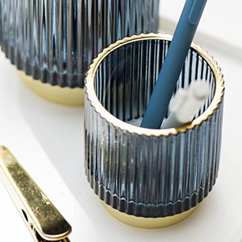 Premium GAH Makeup Brush Organizer & Nail Polish Holder - Stylish Blue Cosmetic Storage Case for Vanity, Bathroom & Travel - Perfect Birthday Gift & Home Decor Accessory