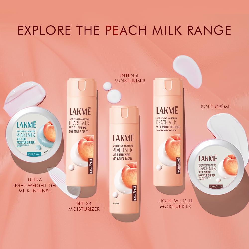 LAKMÉ Peach Milk Moisturizer SPF 24 PA++ Sunscreen Lotion - 60ml | Hydrating Face Cream with Sun Protection for Daily Skincare Routine