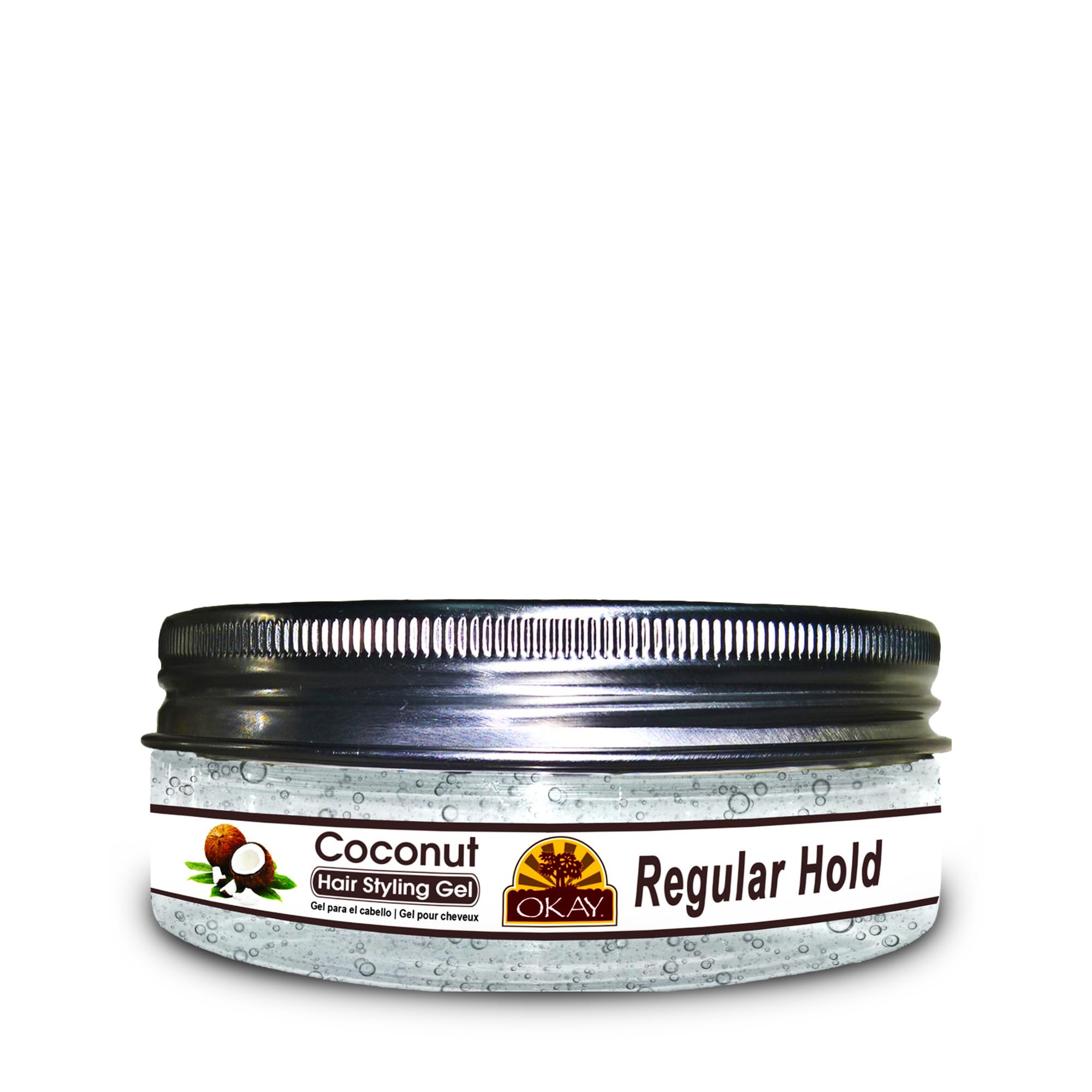 OKAY Coconut Hair Styling Gel - Medium Hold 7.25oz for Men & Women | Natural Frizz Control & Shine | Perfect for Curly, Wavy & Straight Hair Styles