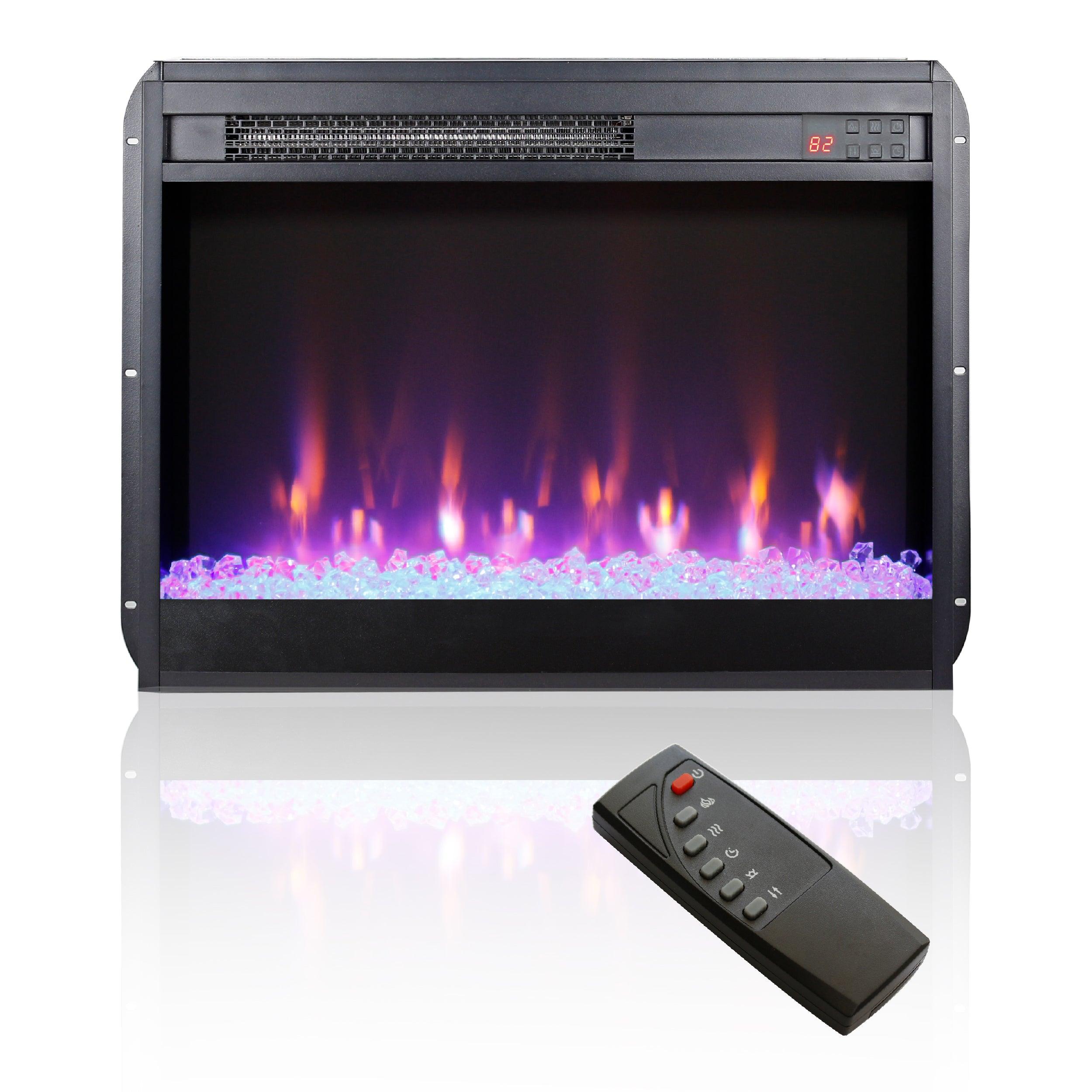 23 Inch Infrared Quartz Electric Fireplace Insert - Realistic Flame Effect, Remote Control - Perfect for Living Room, Bedroom & Office Heating