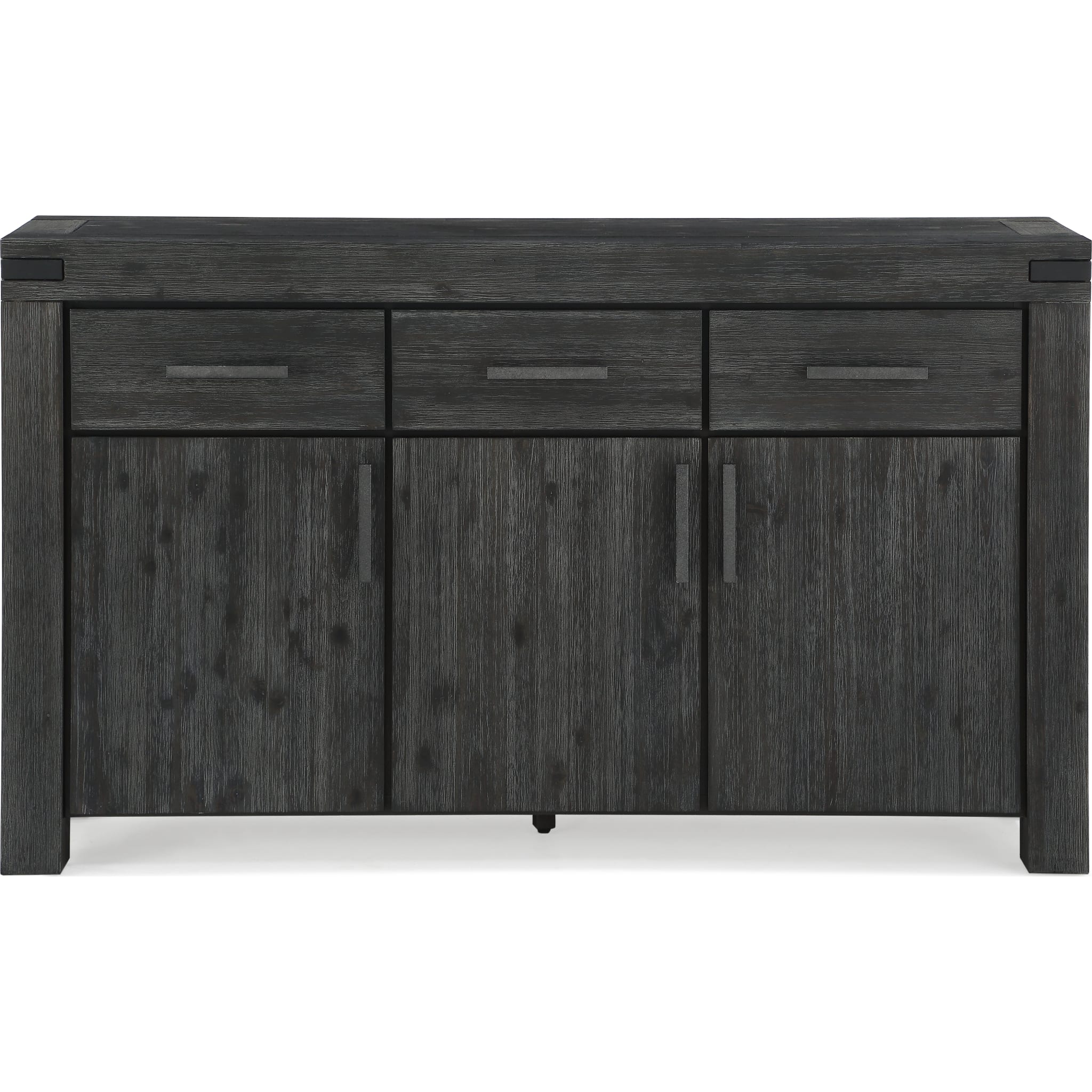 Solid Wood Three-Drawer Three-Door Sideboard in Graphite - Rustic Storage Cabinet for Dining Room, Living Room, or Entryway Organization