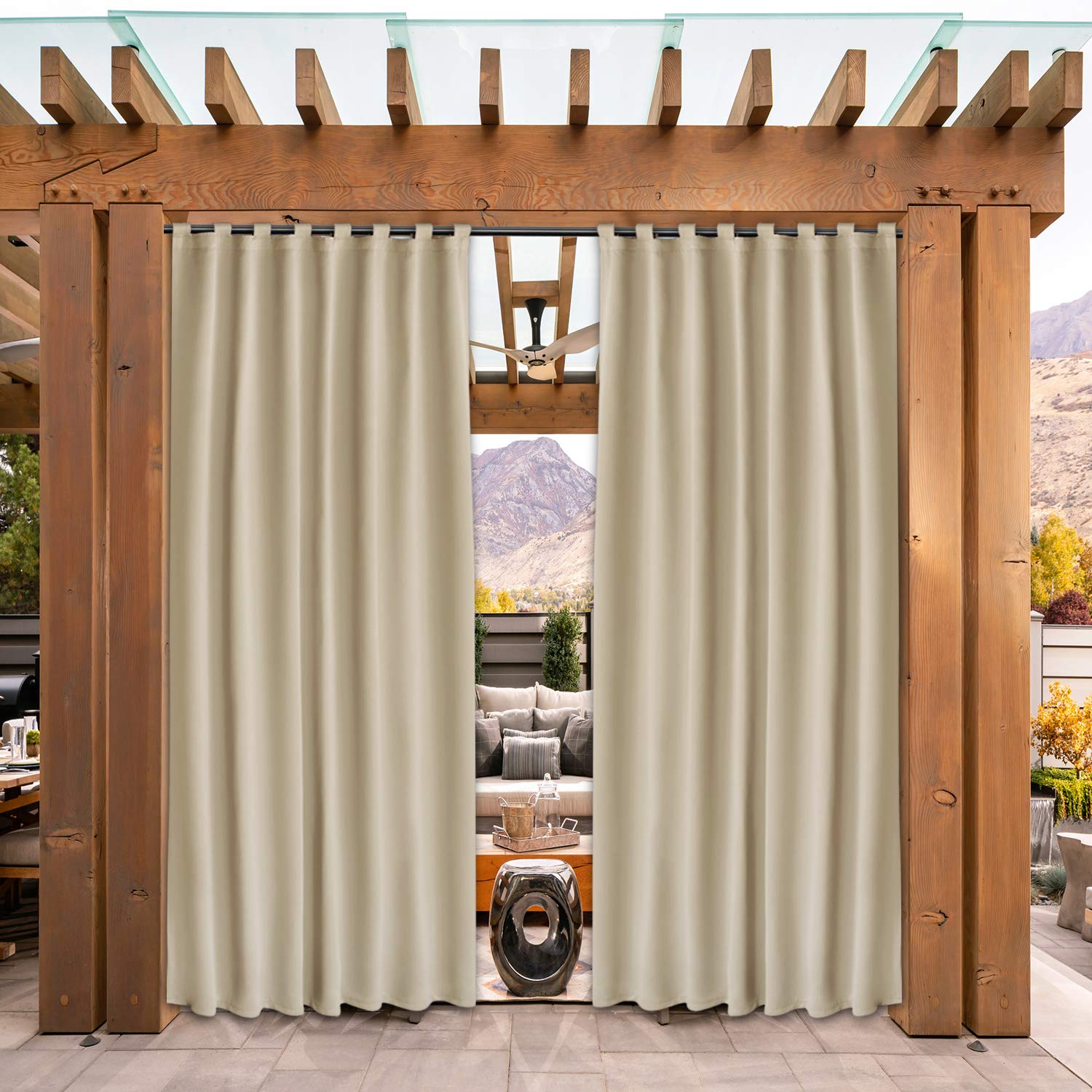 LUSHLEAF Thermal Insulated Blackout Curtains - 52x95 Inch, Beige for Bedroom & Patio